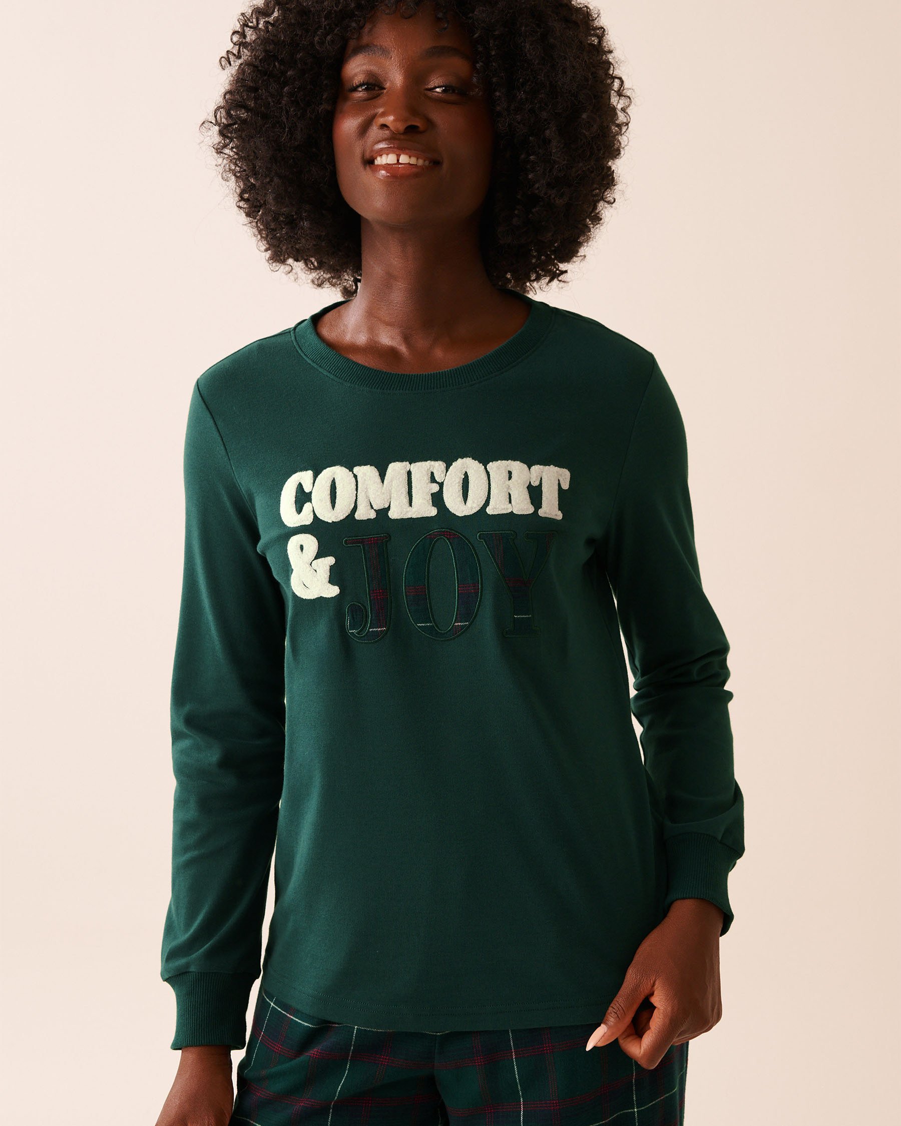 LA VIE EN ROSE Comfort & Joy Interlock Sweater Fir Green 40100788 - View3