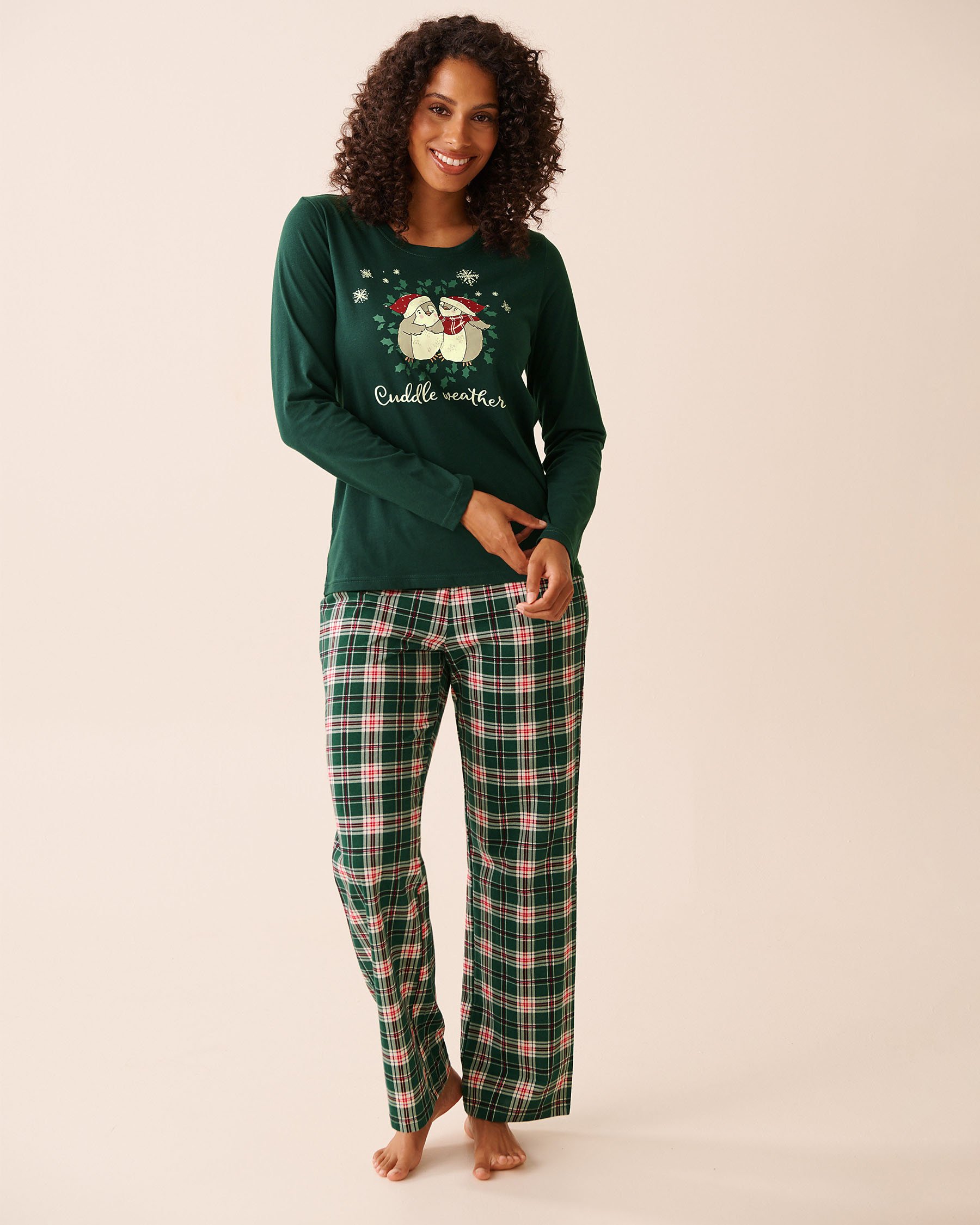 LA VIE EN ROSE Ensemble pyjama en coton imprimé pingouin Vert/Pingouins 40400087 - View1