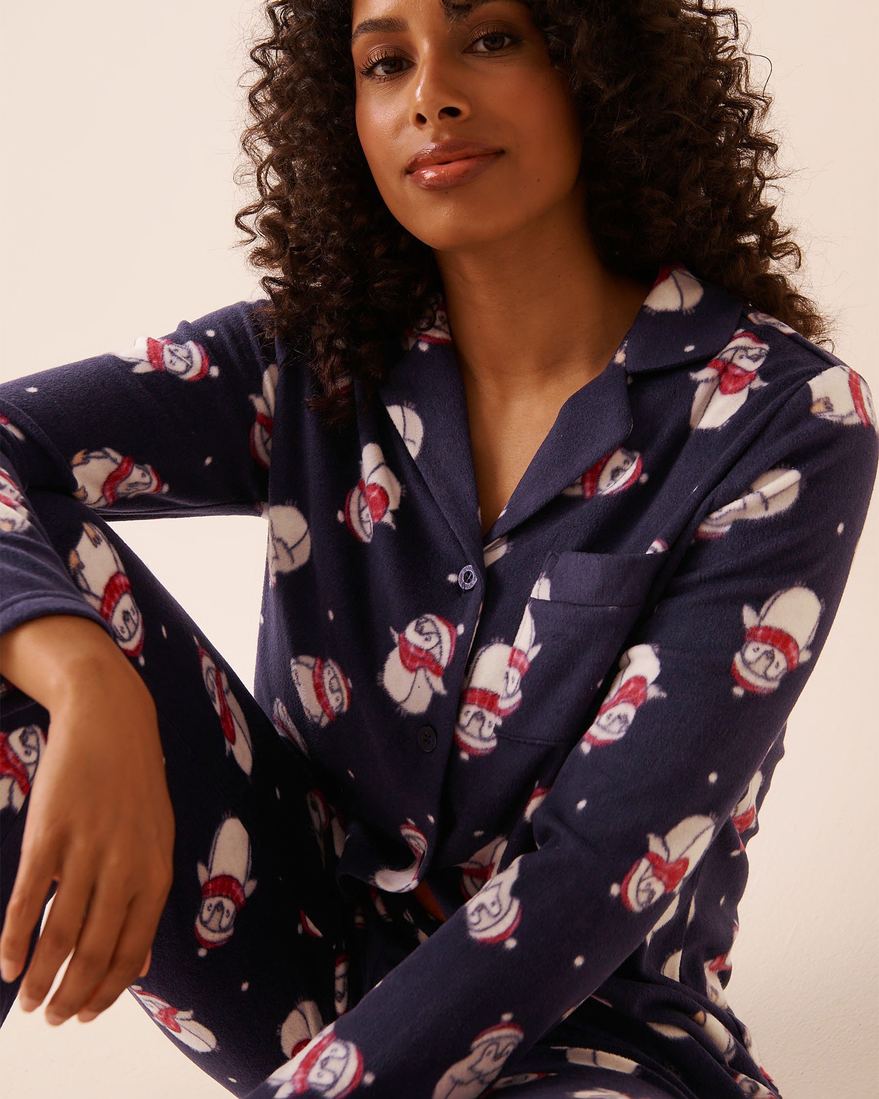 LA VIE EN ROSE Ensemble pyjama en polaire imprimé pingouin Bleu/Pingouins 40400090 - Voir3