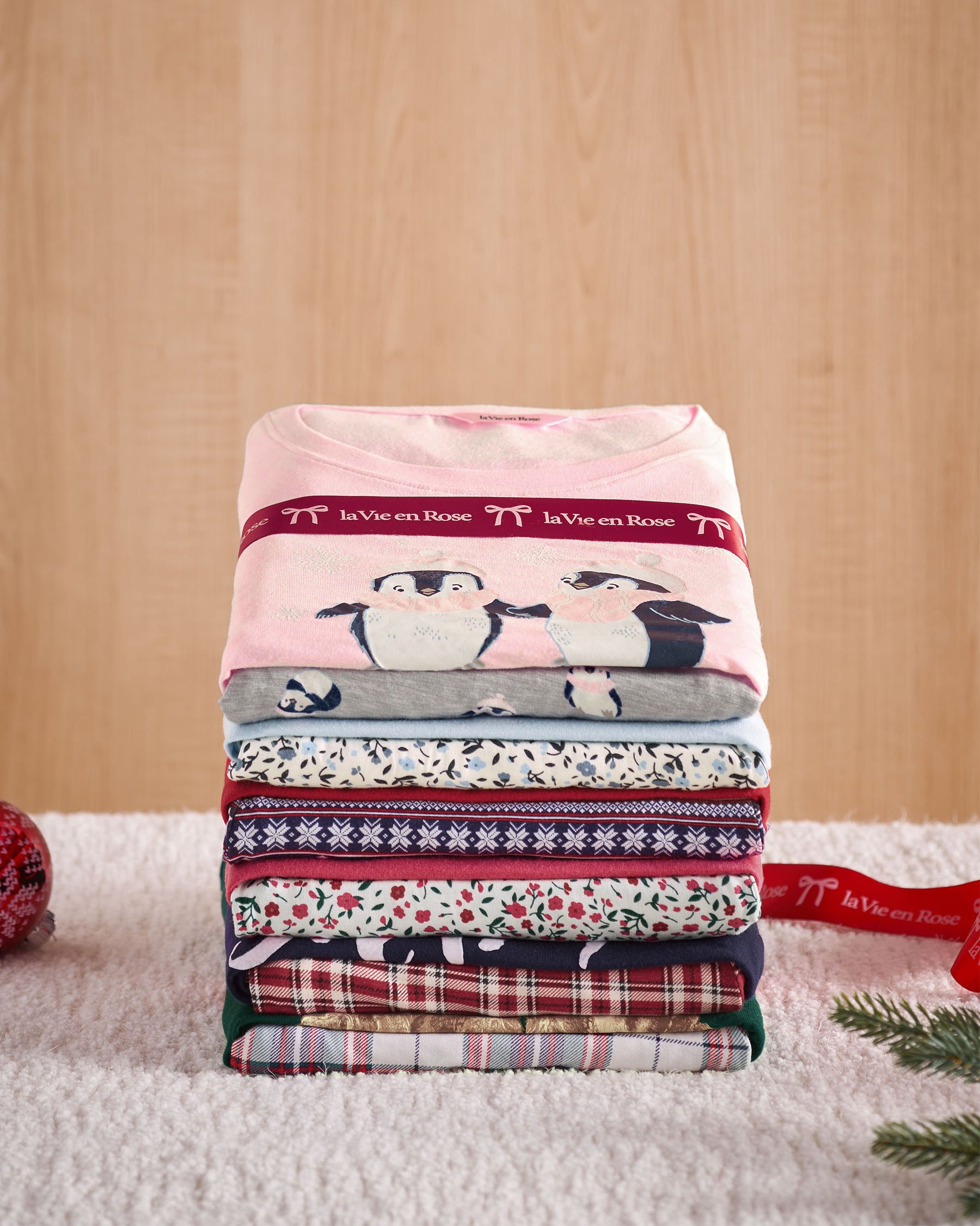 LA VIE EN ROSE Ensemble pyjama manches longues imprimé ours polaire Rouge/Ours polaires 40400088 - View6