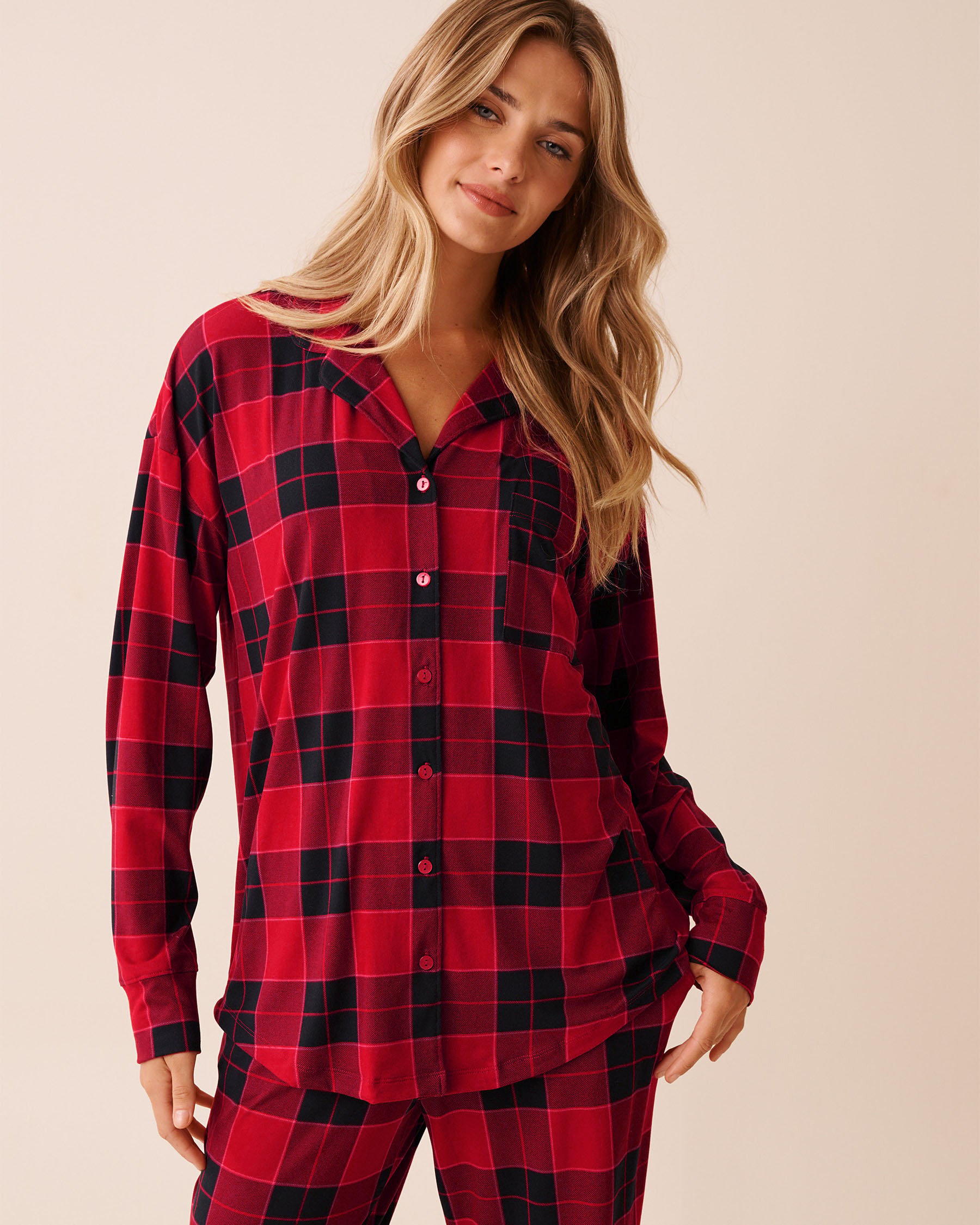 LA VIE EN ROSE Buffalo Plaid Super Soft Button-down Shirt Buffalo Plaid 40100818 - View1