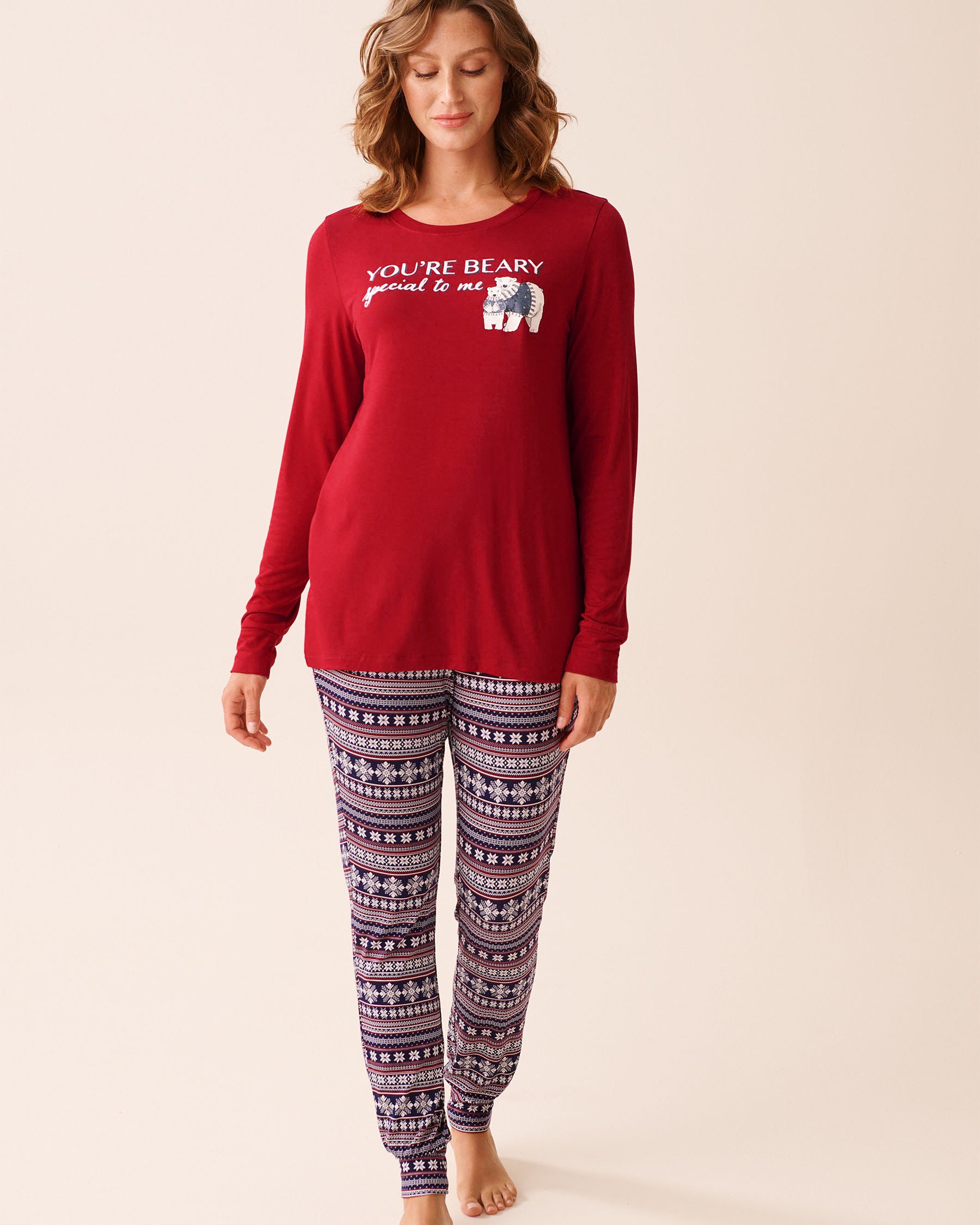 LA VIE EN ROSE Ensemble pyjama manches longues imprimé ours polaire Rouge/Ours polaires 40400088 - View1