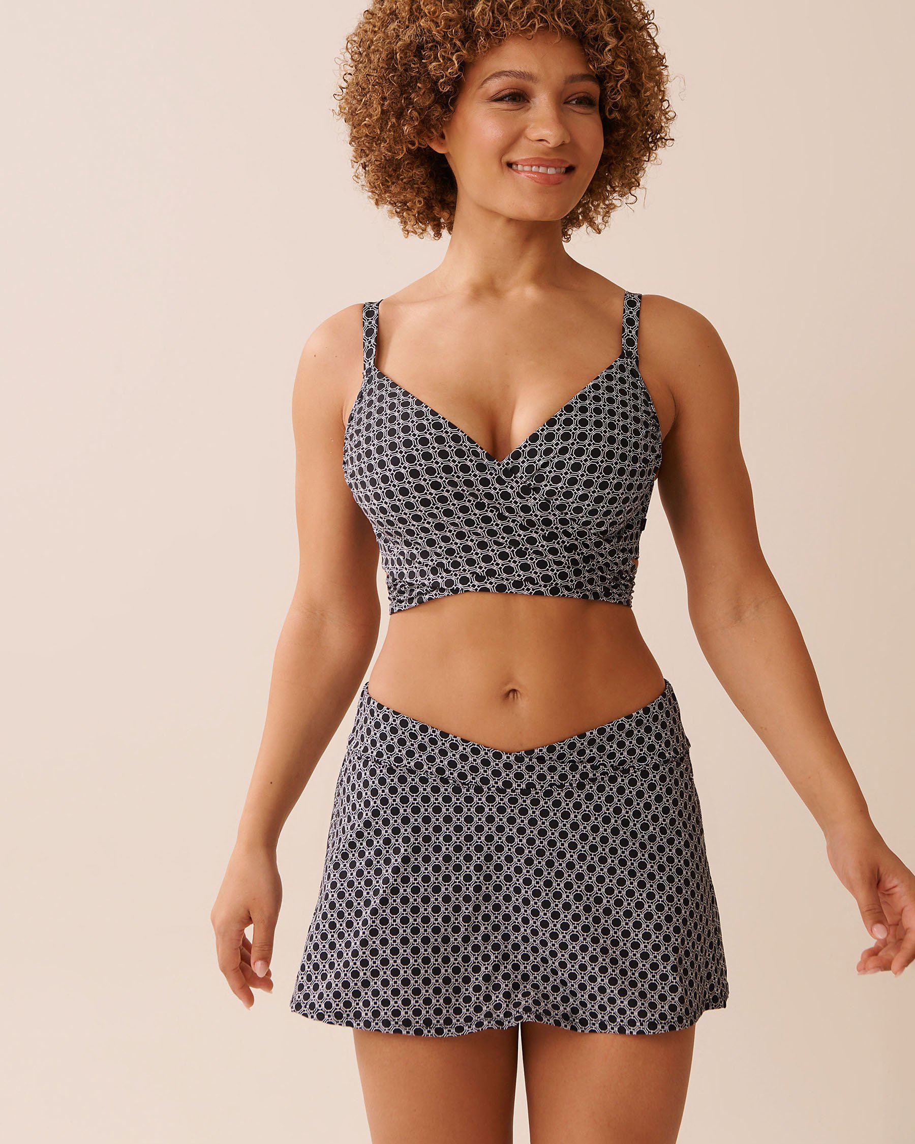 LA VIE EN ROSE AQUA Bas de bikini jupe BLACK TILE Mosaïque noire 70300798 - Voir3