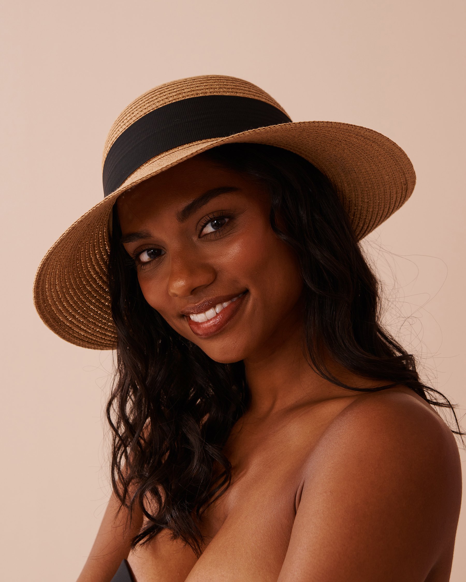 LA VIE EN ROSE AQUA Chapeau cloche avec ruban Paille 80500108 - View4