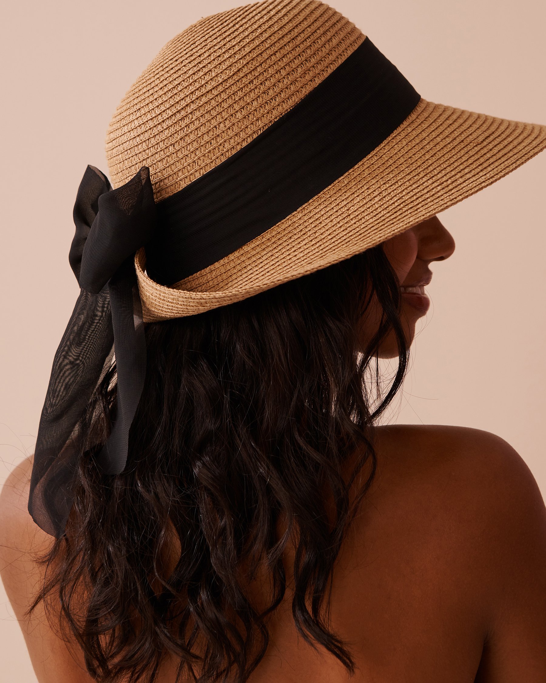 LA VIE EN ROSE AQUA Cloche Hat with Ribbon Straw 80500108 - View3