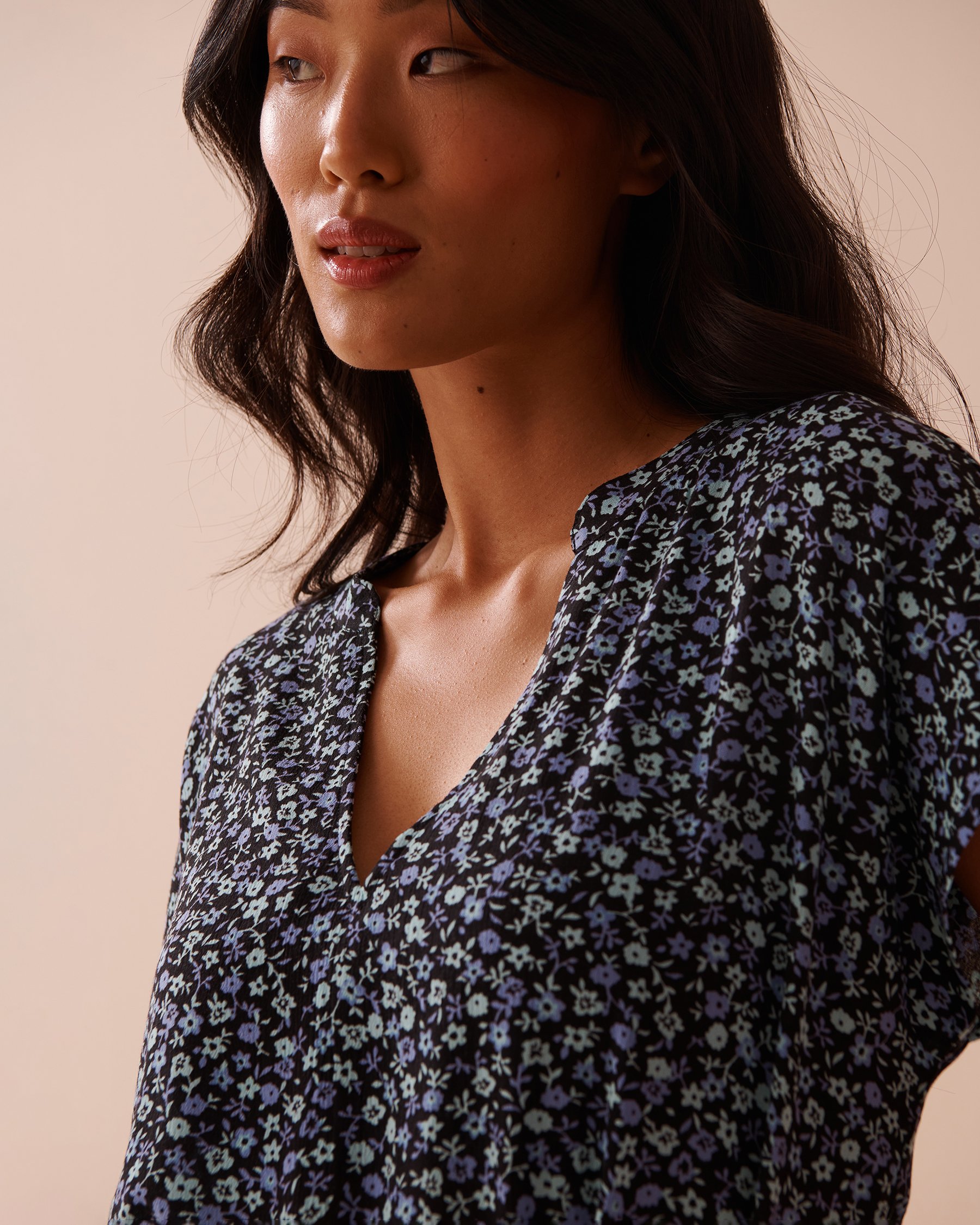 LA VIE EN ROSE AQUA Robe fleurie en gaze Pervenche en fleurs 80300100 - Voir3