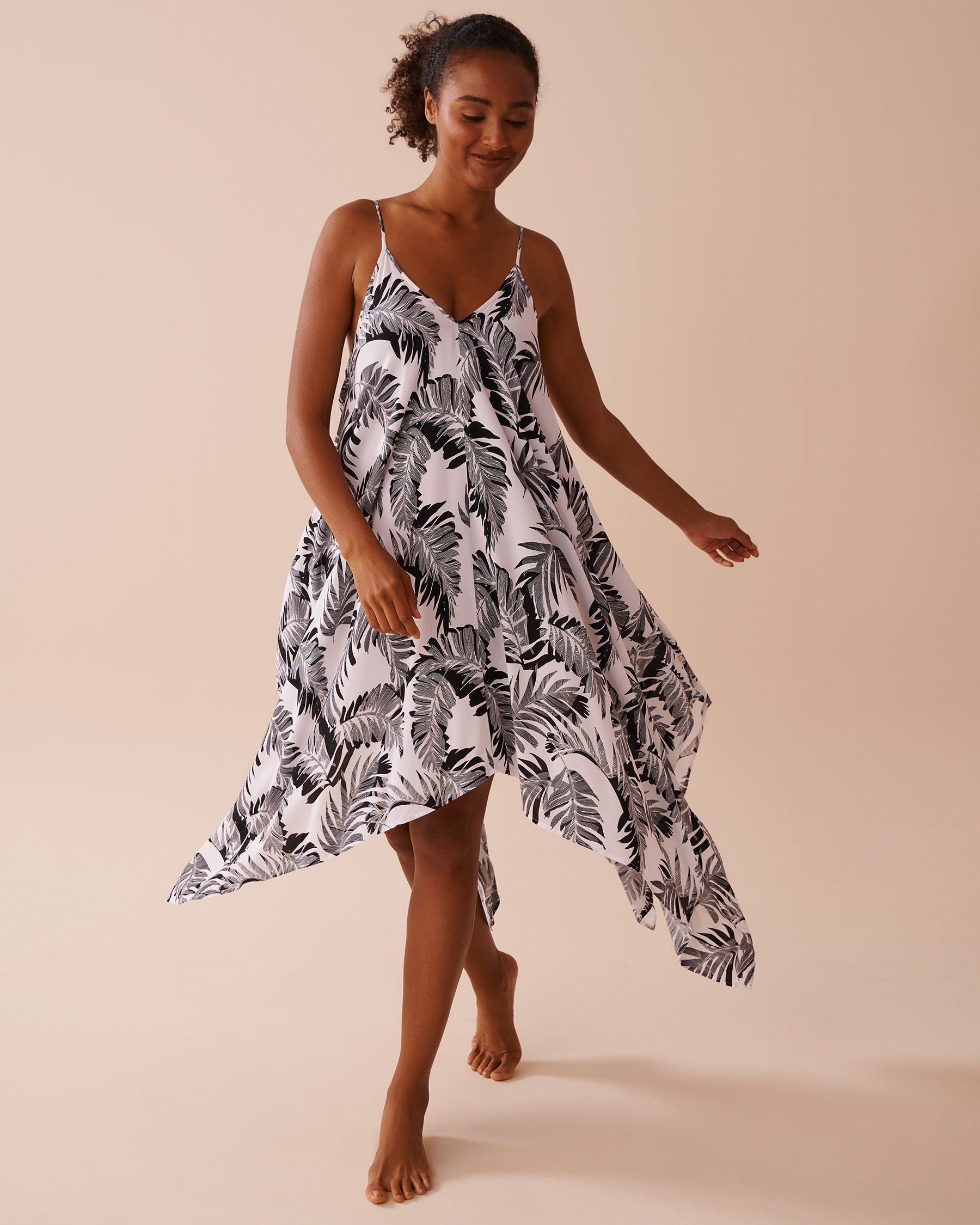 LA VIE EN ROSE AQUA Robe longue fluide Feuillage monochrome 80300105 - Voir3