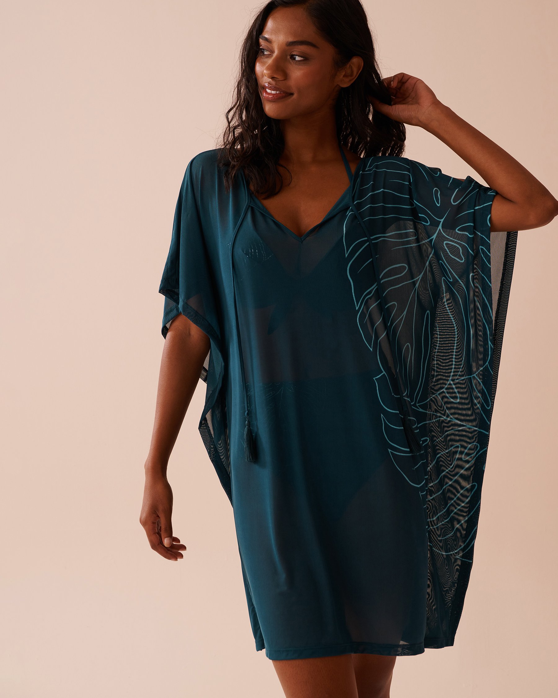 LA VIE EN ROSE AQUA Poncho en résille Sarcelle 80400062 - View1