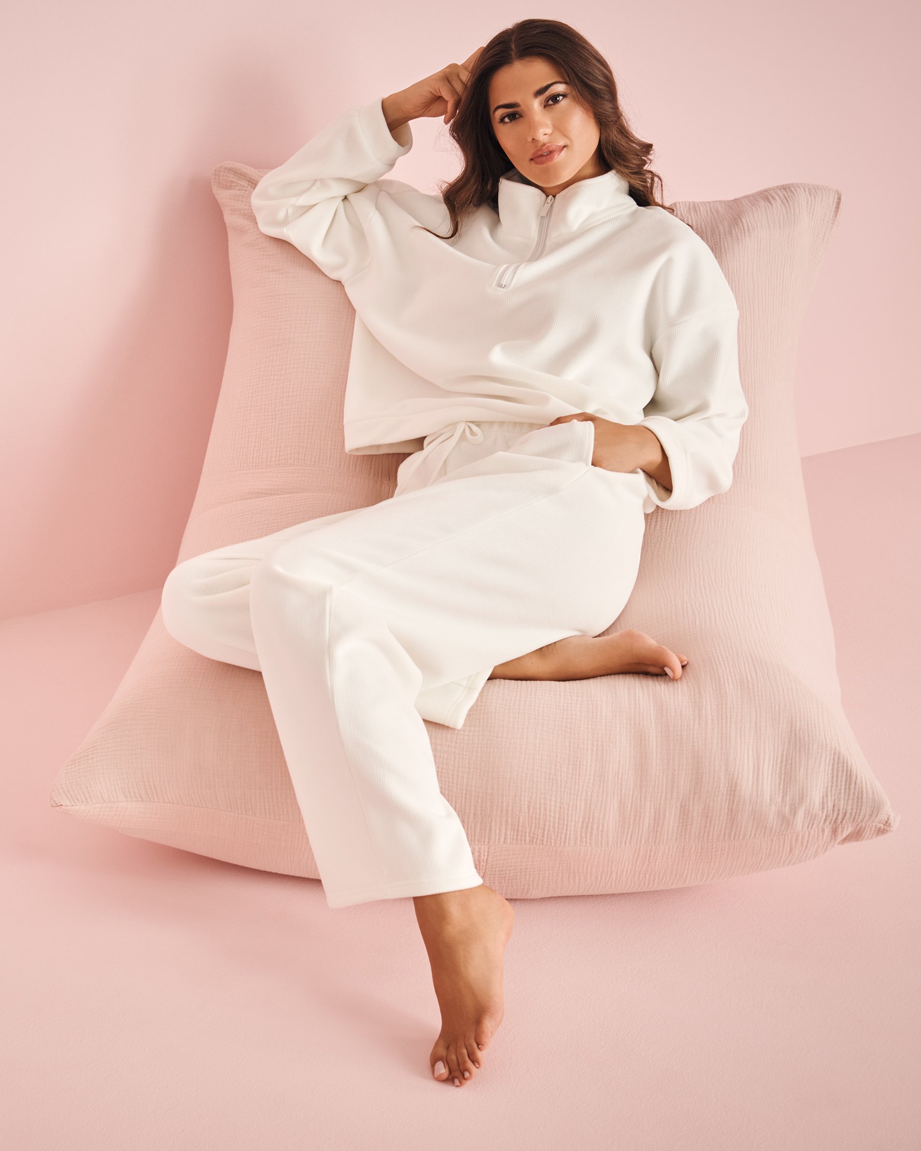 LA VIE EN ROSE Heavy Ribbed Pants White 50200085 - View1