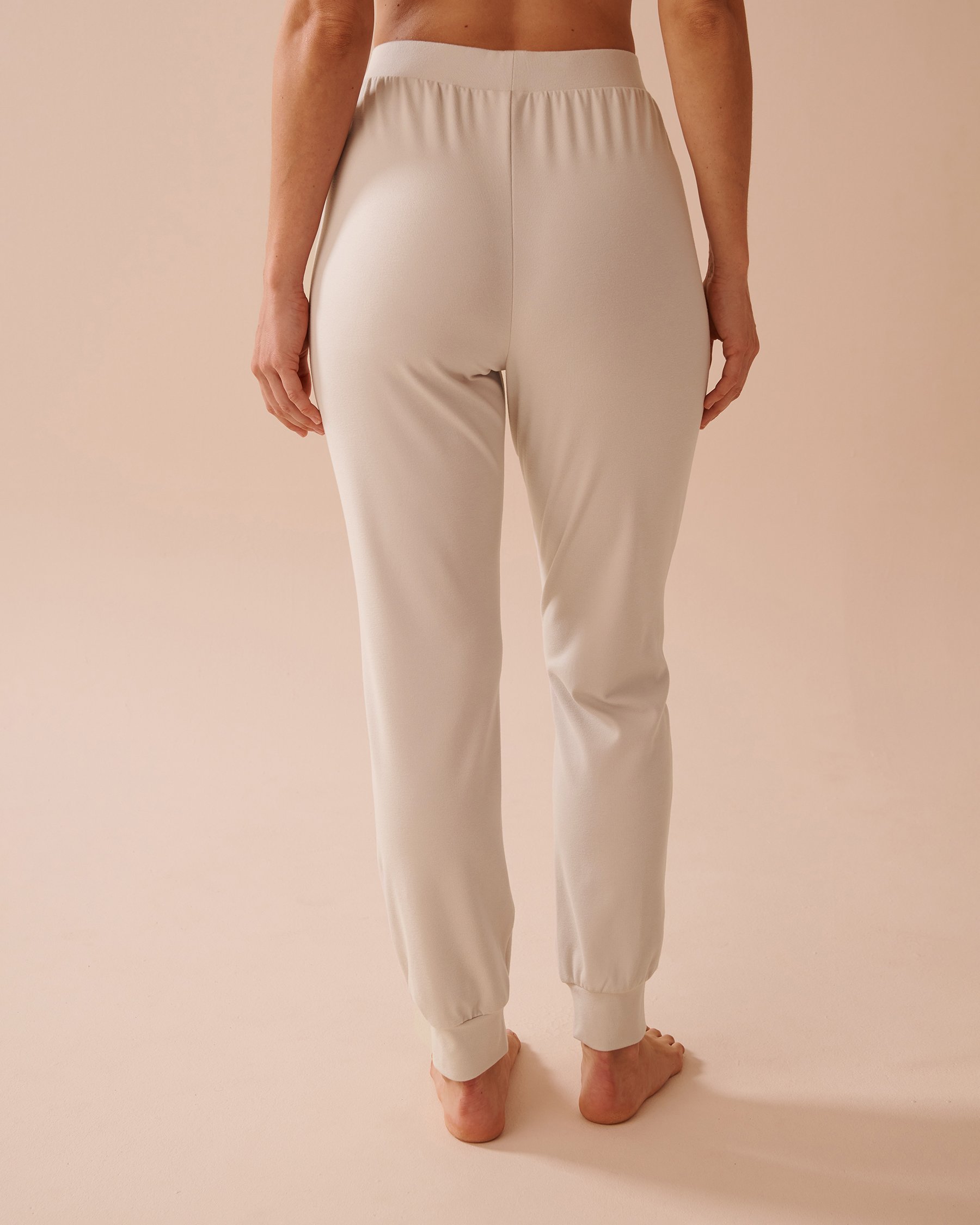 LA VIE EN ROSE Lightly Ribbed Jogger Pants Light Beige 50200086 - View2