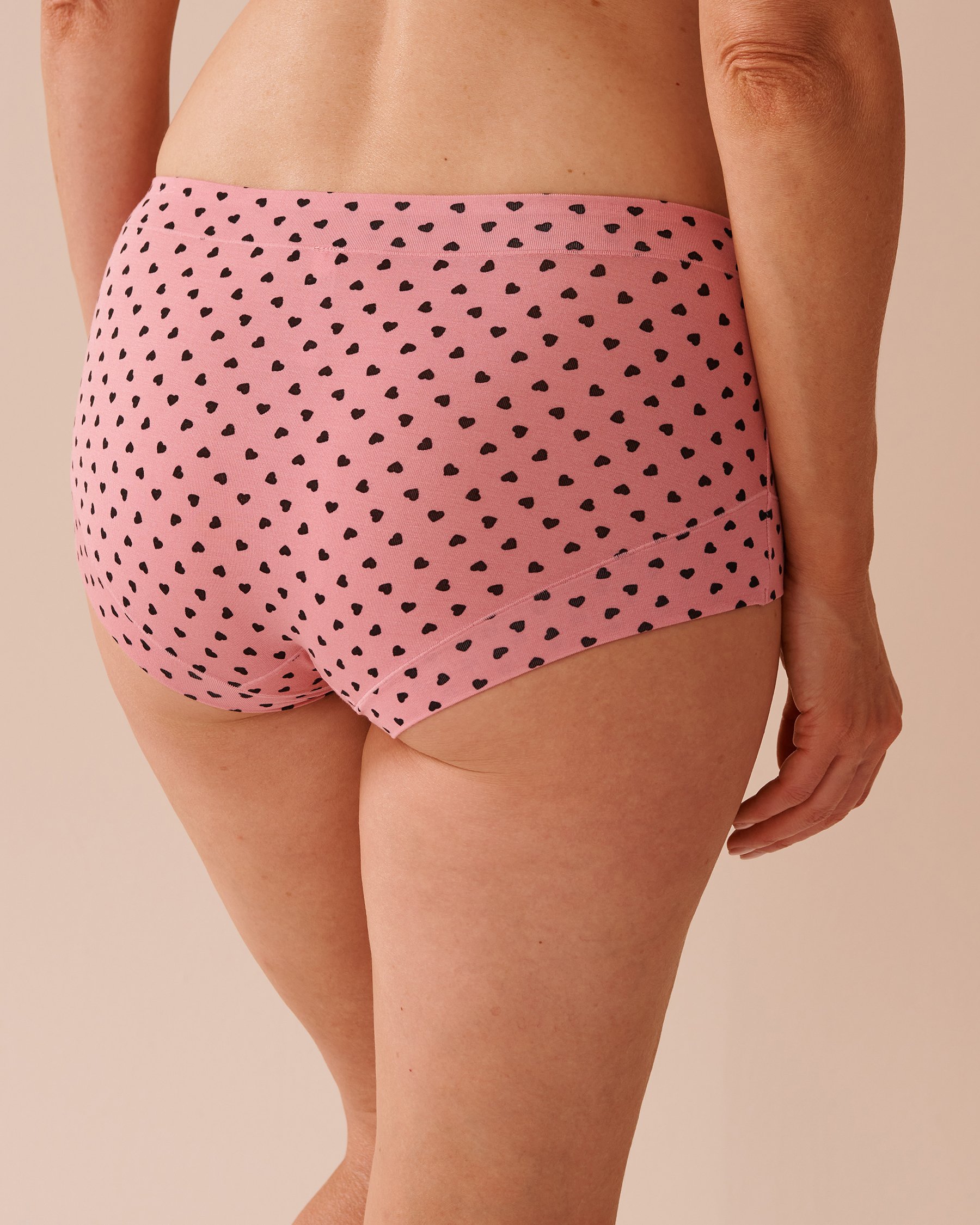 LA VIE EN ROSE Modal Boyleg Panty Pink/Black Hearts 20200580 - View2
