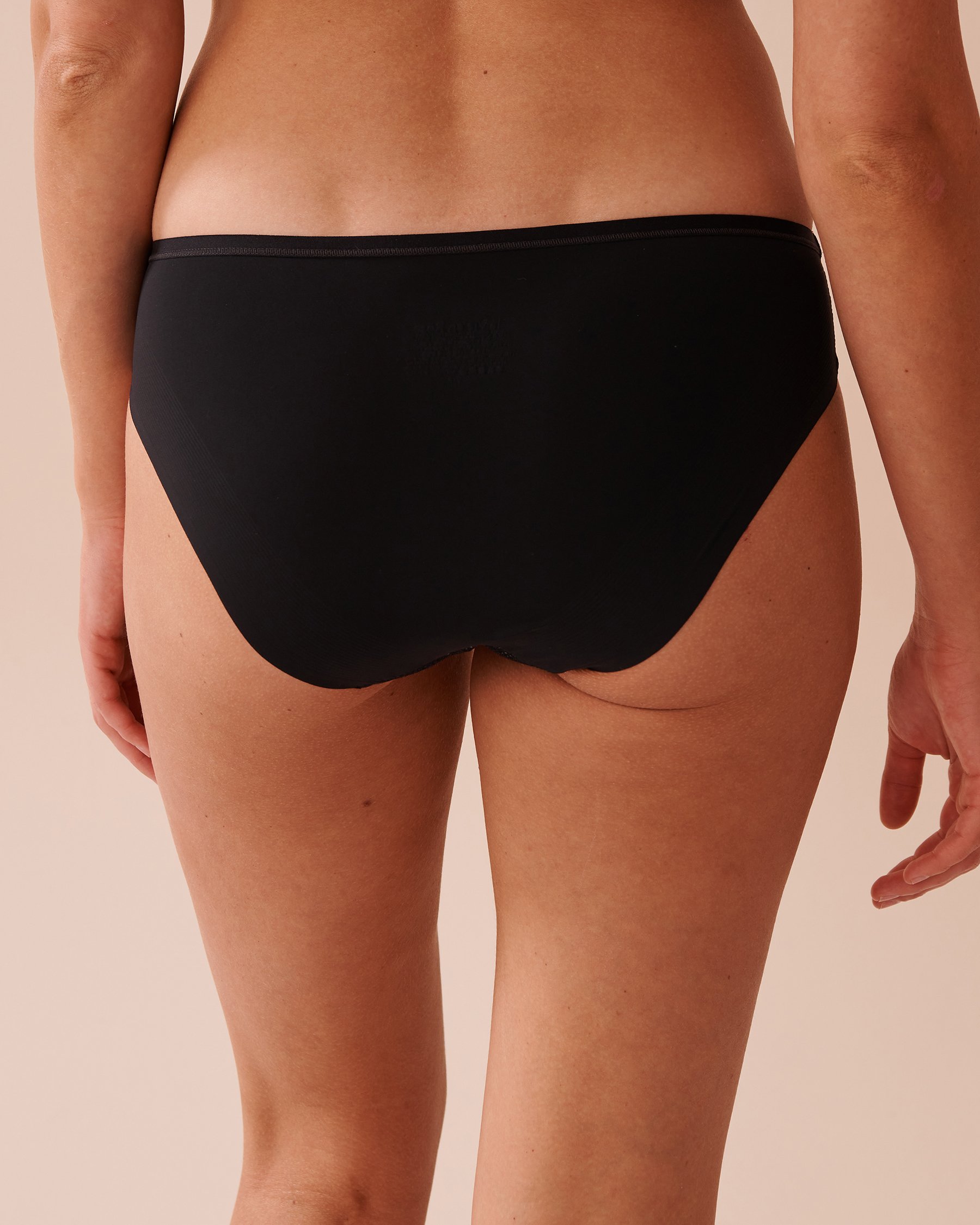 LA VIE EN ROSE Microfiber and Lace Sleek Back Bikini Panty Black 20300369 - View5