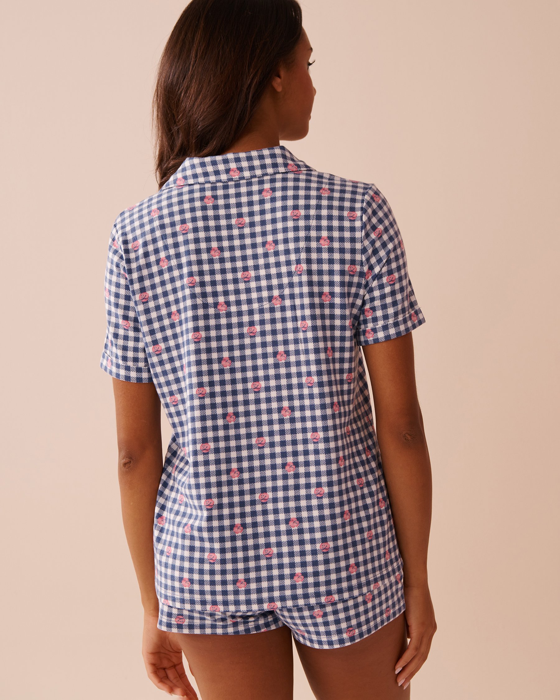 LA VIE EN ROSE Gingham Print Recycled Fibers Button-down Shirt Gingham/Roses 40100672 - View2