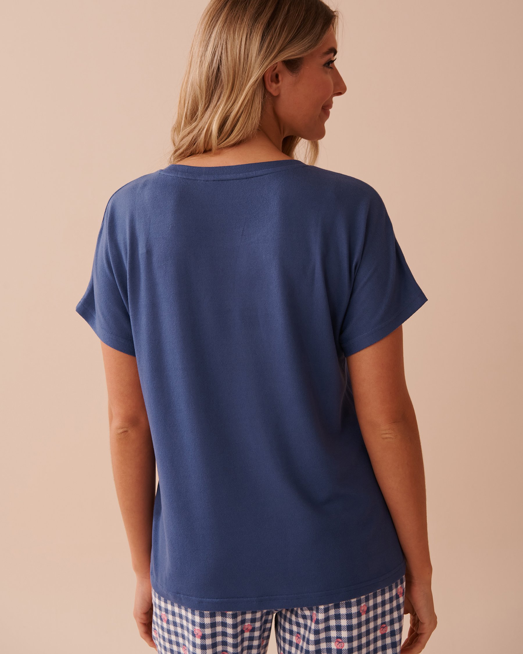 LA VIE EN ROSE Dog Print Recycled Fibers T-shirt Grey Blue 40100673 - View3