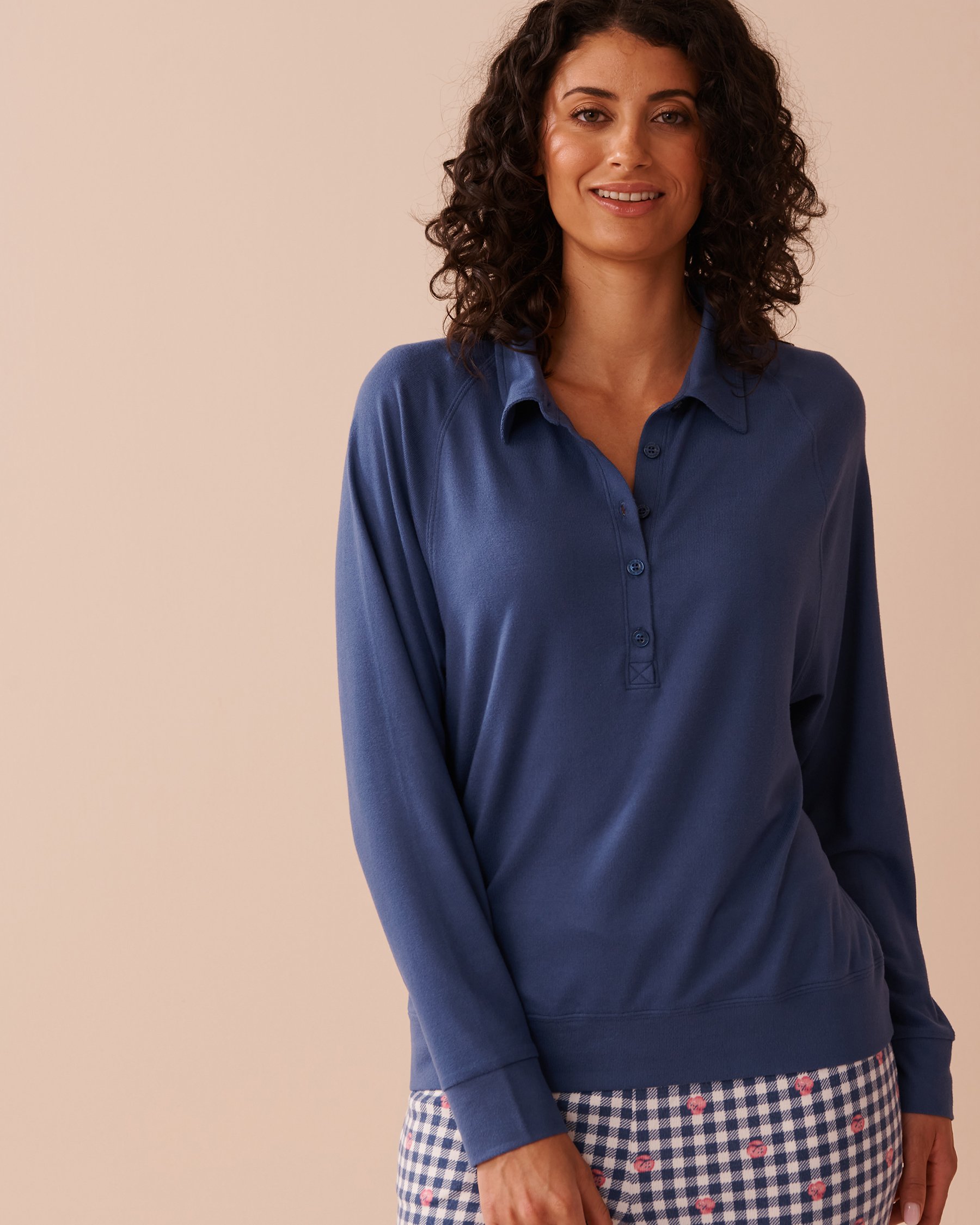 LA VIE EN ROSE Recycled Fibers Long Sleeve Shirt Grey Blue 40100674 - View2