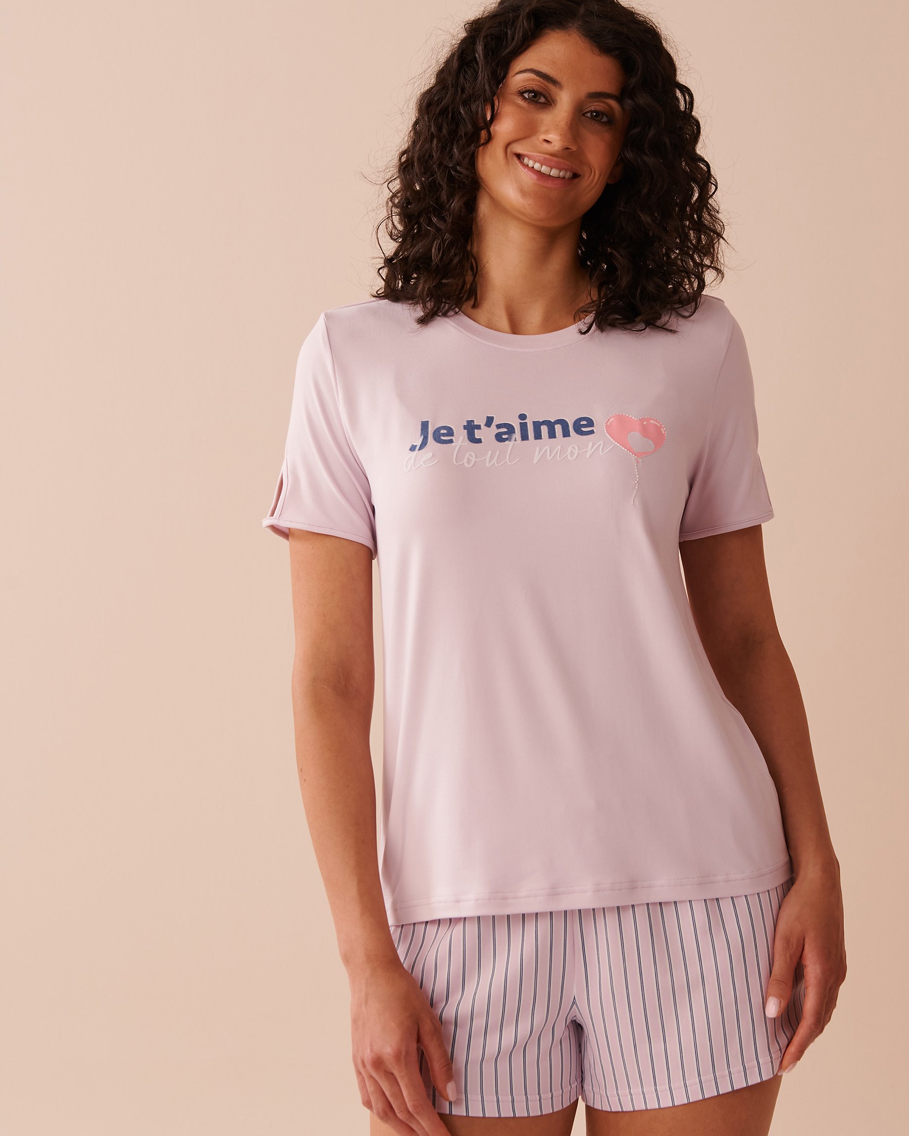 LA VIE EN ROSE Je t'aime Super Soft T-shirt Lavender 40100679 - View1