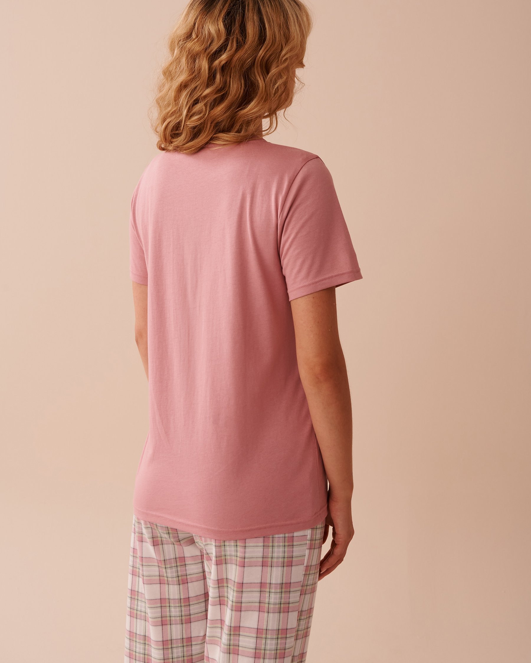 LA VIE EN ROSE T-shirt col rond en coton à imprimé tournesol Vieux rose 40100693 - Voir2