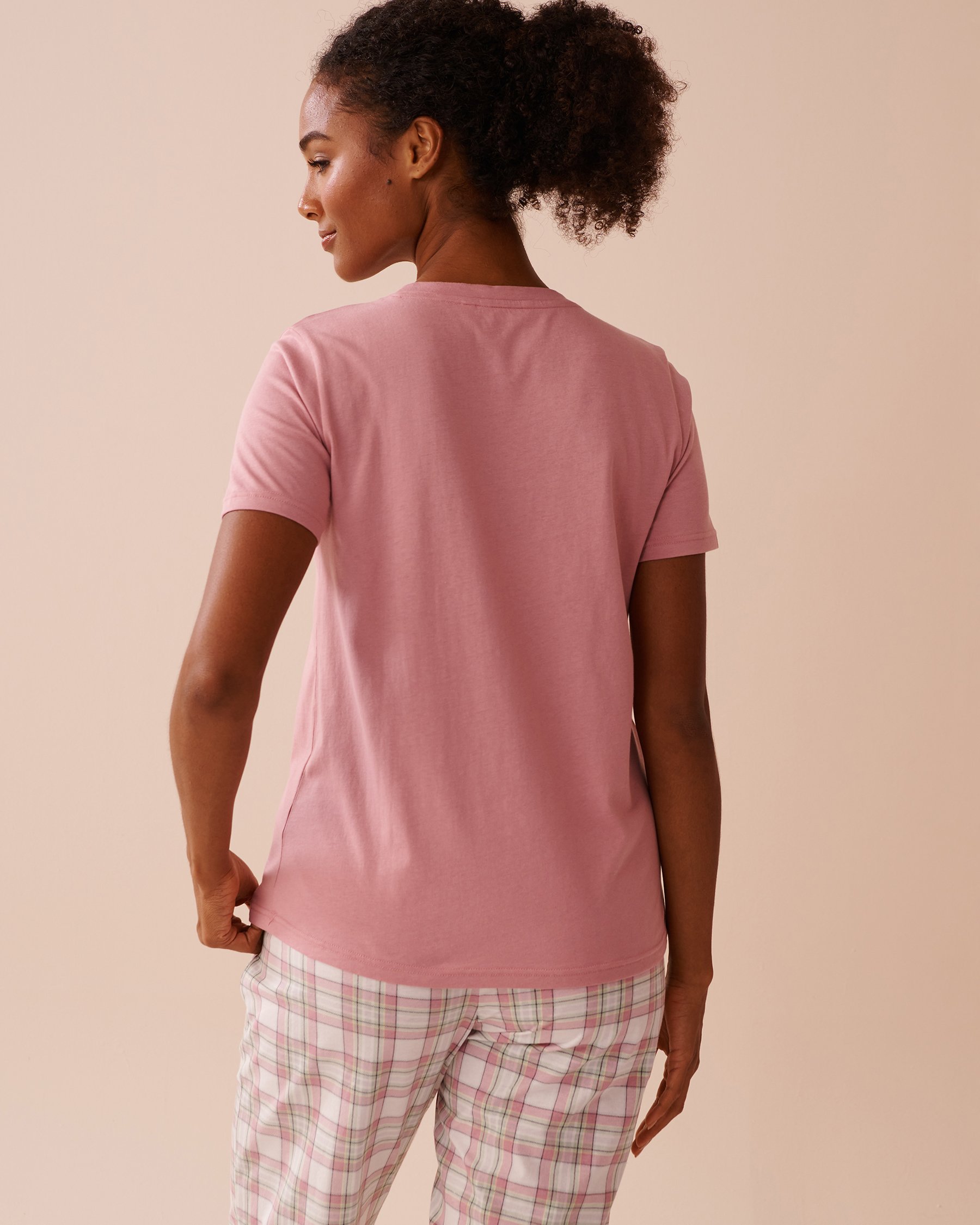 LA VIE EN ROSE T-shirt col rond en coton à imprimé abeille Vieux rose 40100693 - View2