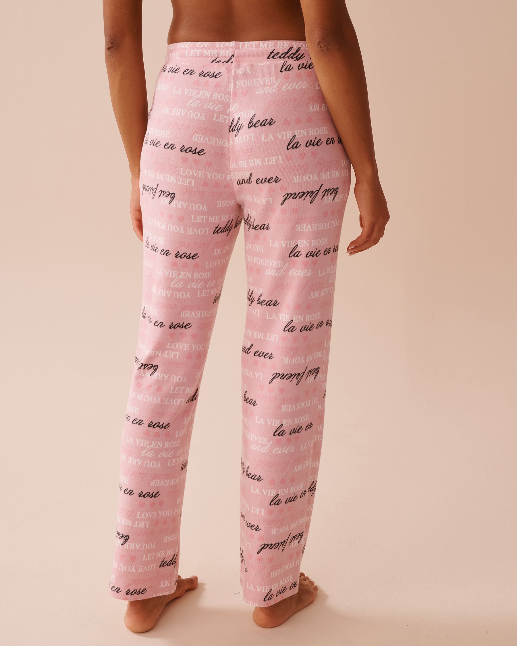 LA VIE EN ROSE Heart and Letter Print Recycled Fibers Pajama Pants Blushing Pink 40200662 - View2