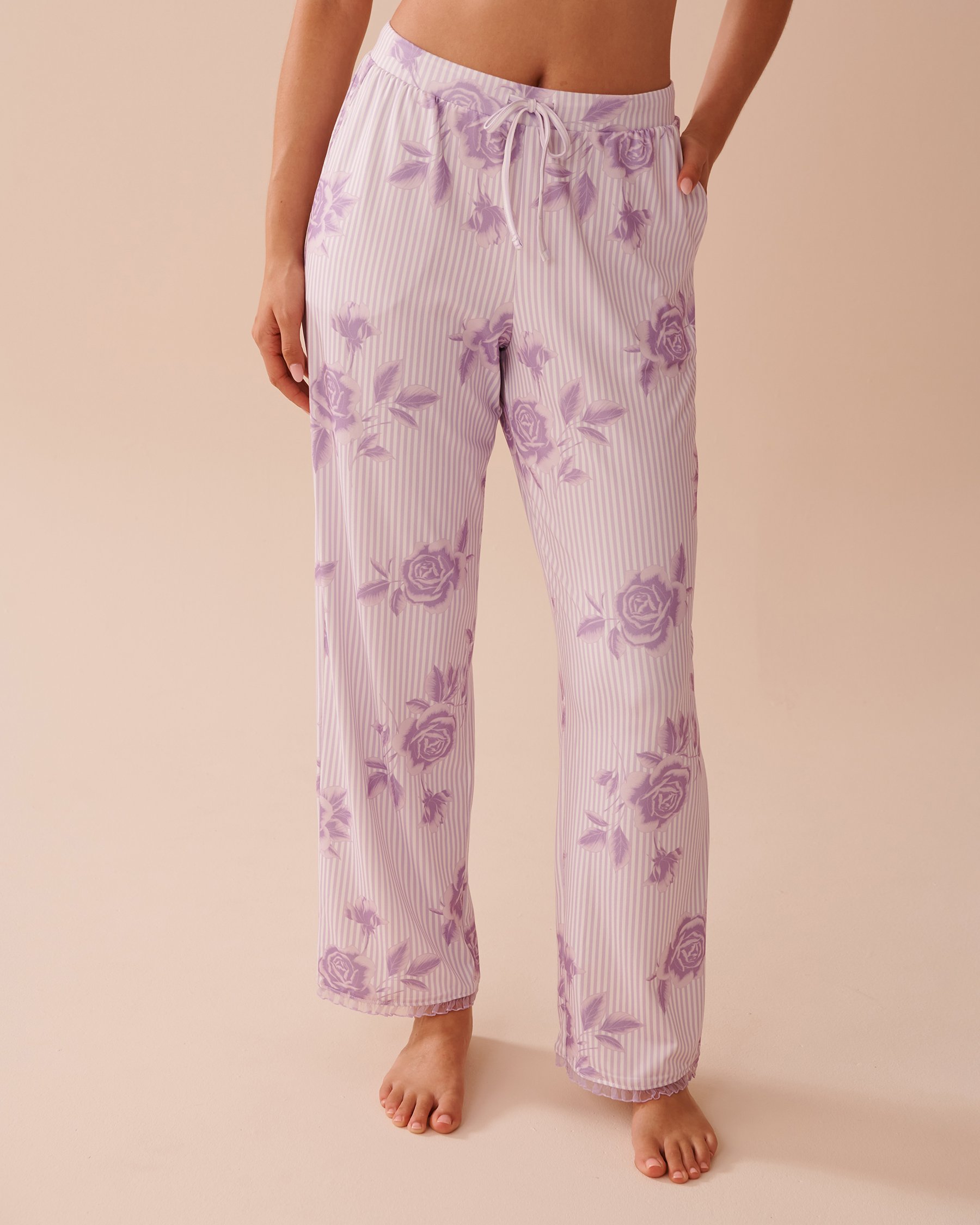 LA VIE EN ROSE Lilac Rose Print Super Soft Pajama Pants Lilac Rose 40200669 - View1