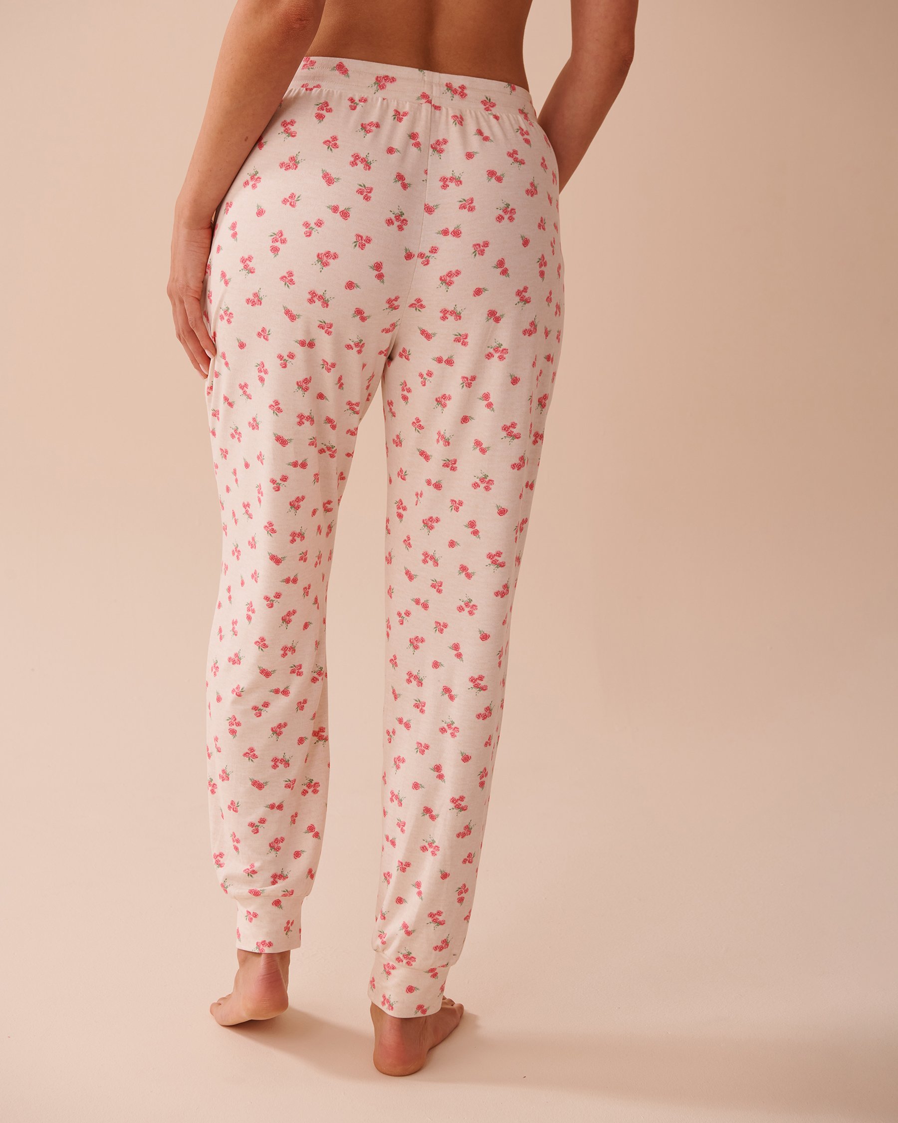 LA VIE EN ROSE Rose Print Super Soft Jogger Pajama Pants Oatmeal/Roses 40200674 - View2