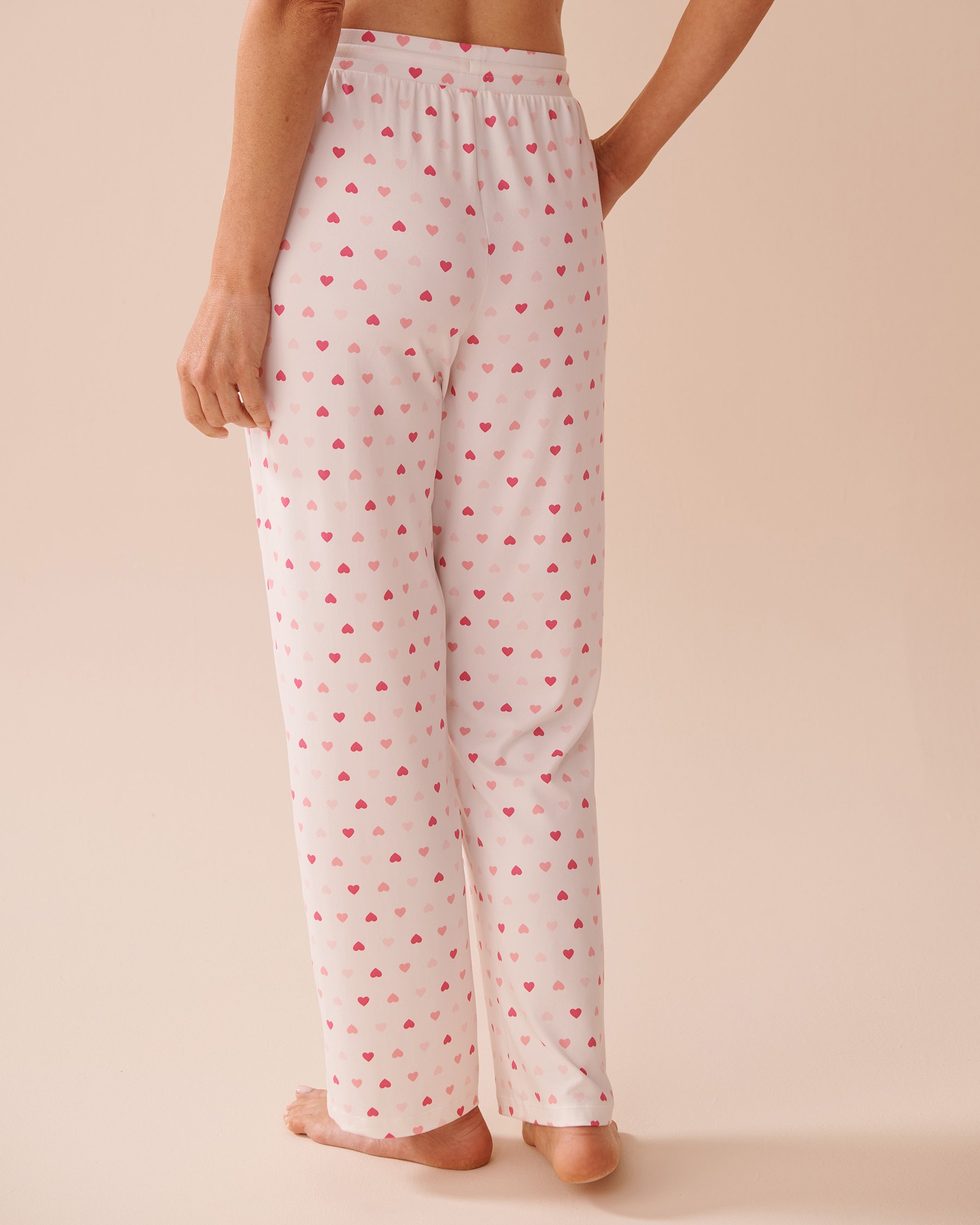 LA VIE EN ROSE Pantalon de pyjama ultra doux imprimé cœur Blanc/Petits cœurs roses 40200677 - View2