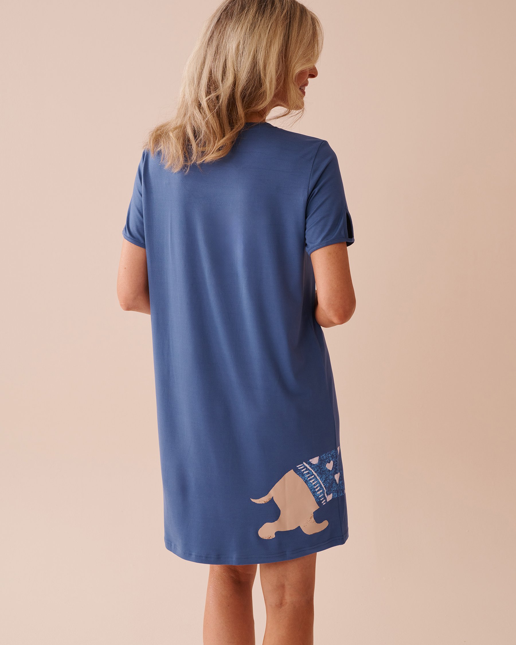 LA VIE EN ROSE Dog Print Super Soft Short Sleeve Sleepshirt Grey Blue 40500402 - View2