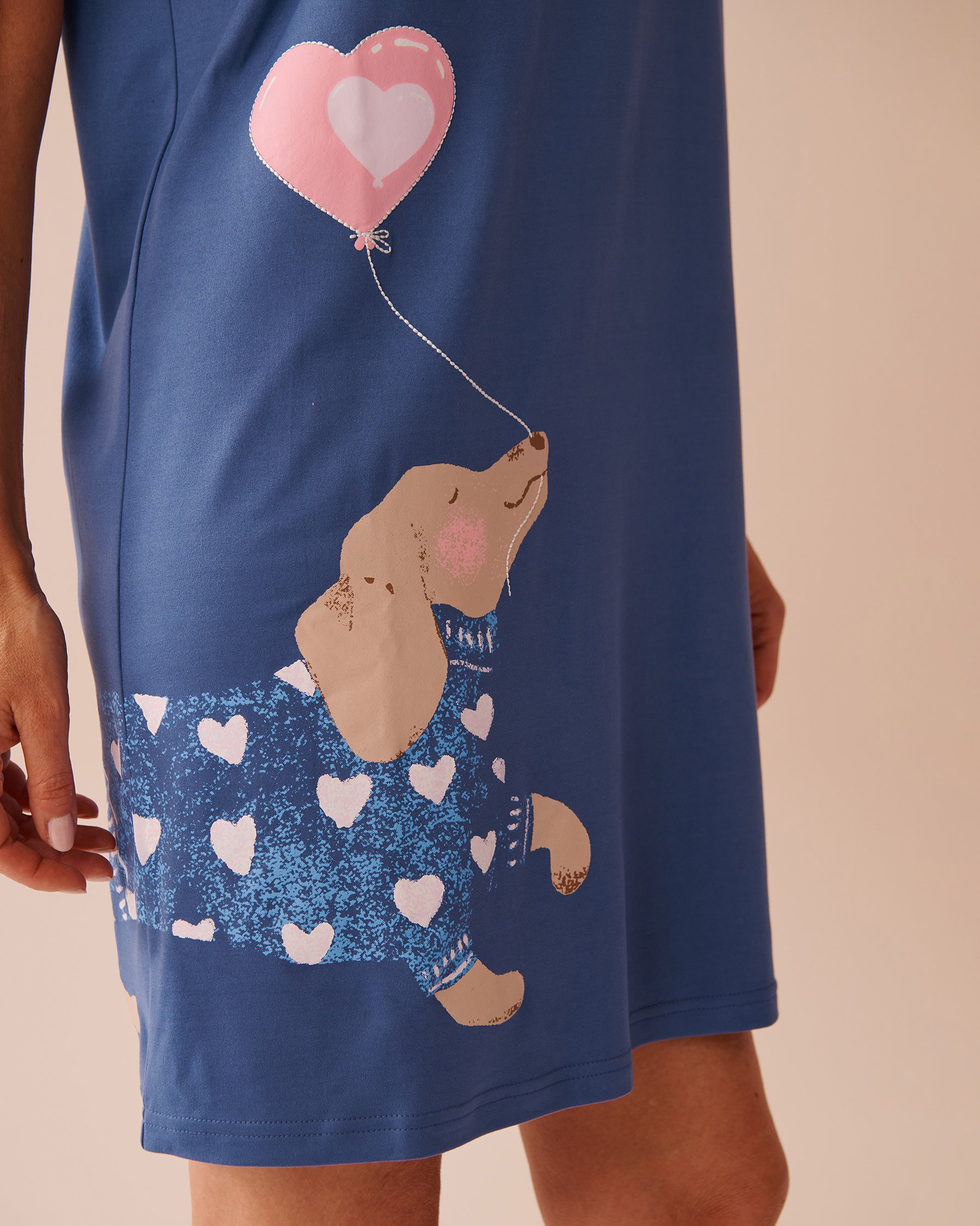 LA VIE EN ROSE Dog Print Super Soft Short Sleeve Sleepshirt Grey Blue 40500402 - View3