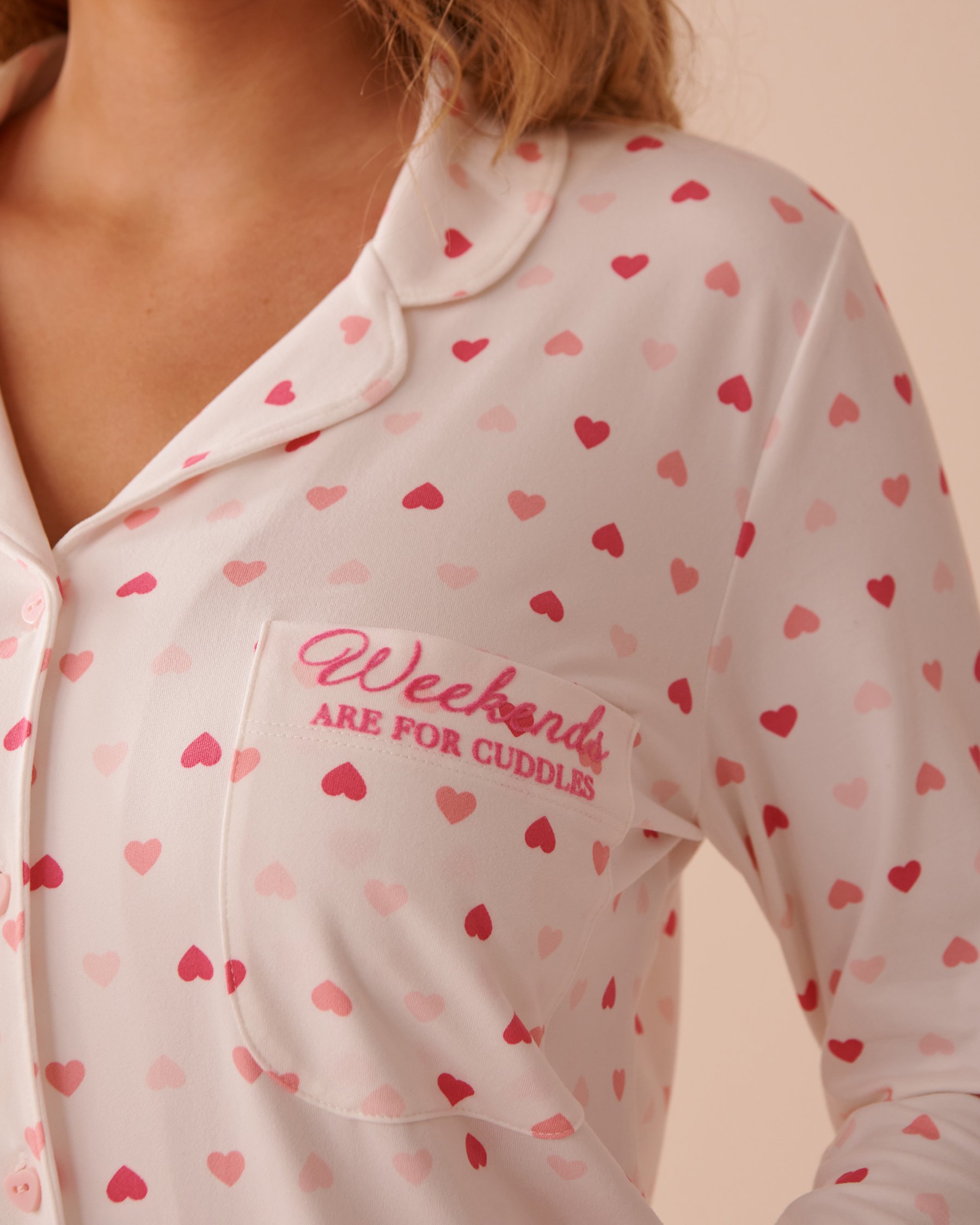 LA VIE EN ROSE Heart Print Super Soft Sleepshirt 2 White/Pink Hearts 40500410 - View3