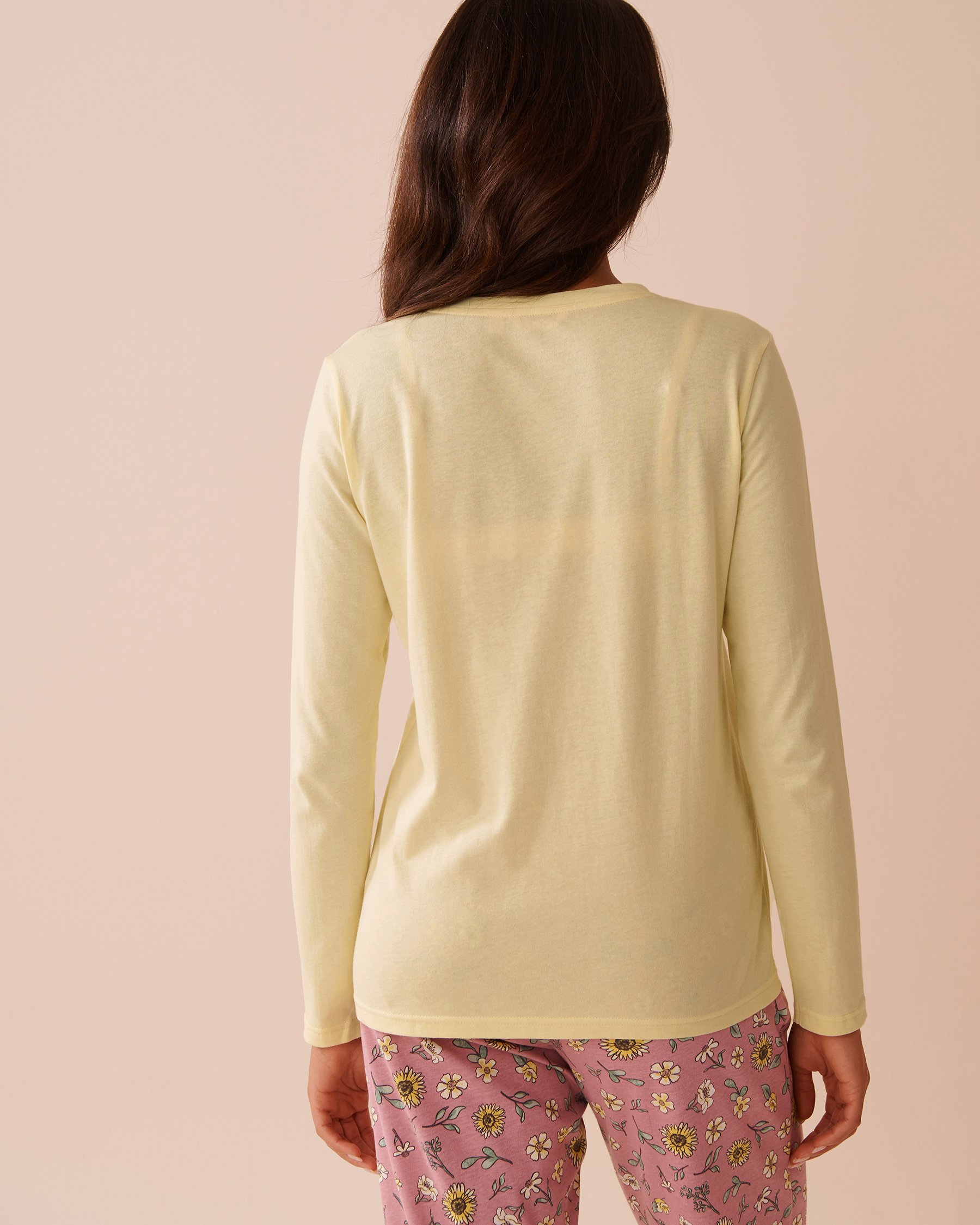 LA VIE EN ROSE Bee Print Cotton Long Sleeve Shirt Soft Yellow 40100692 - View2