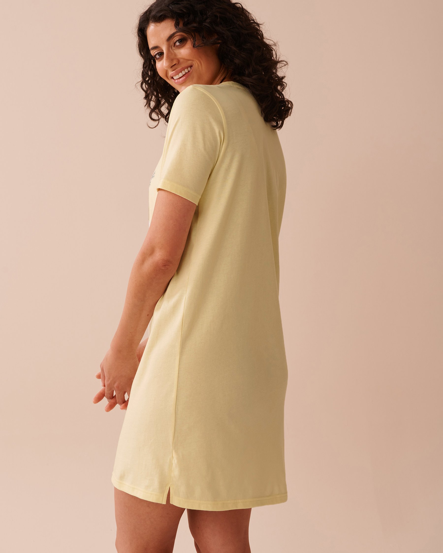 LA VIE EN ROSE Bee Print Cotton Short Sleeve Sleepshirt Soft Yellow 40500412 - View2