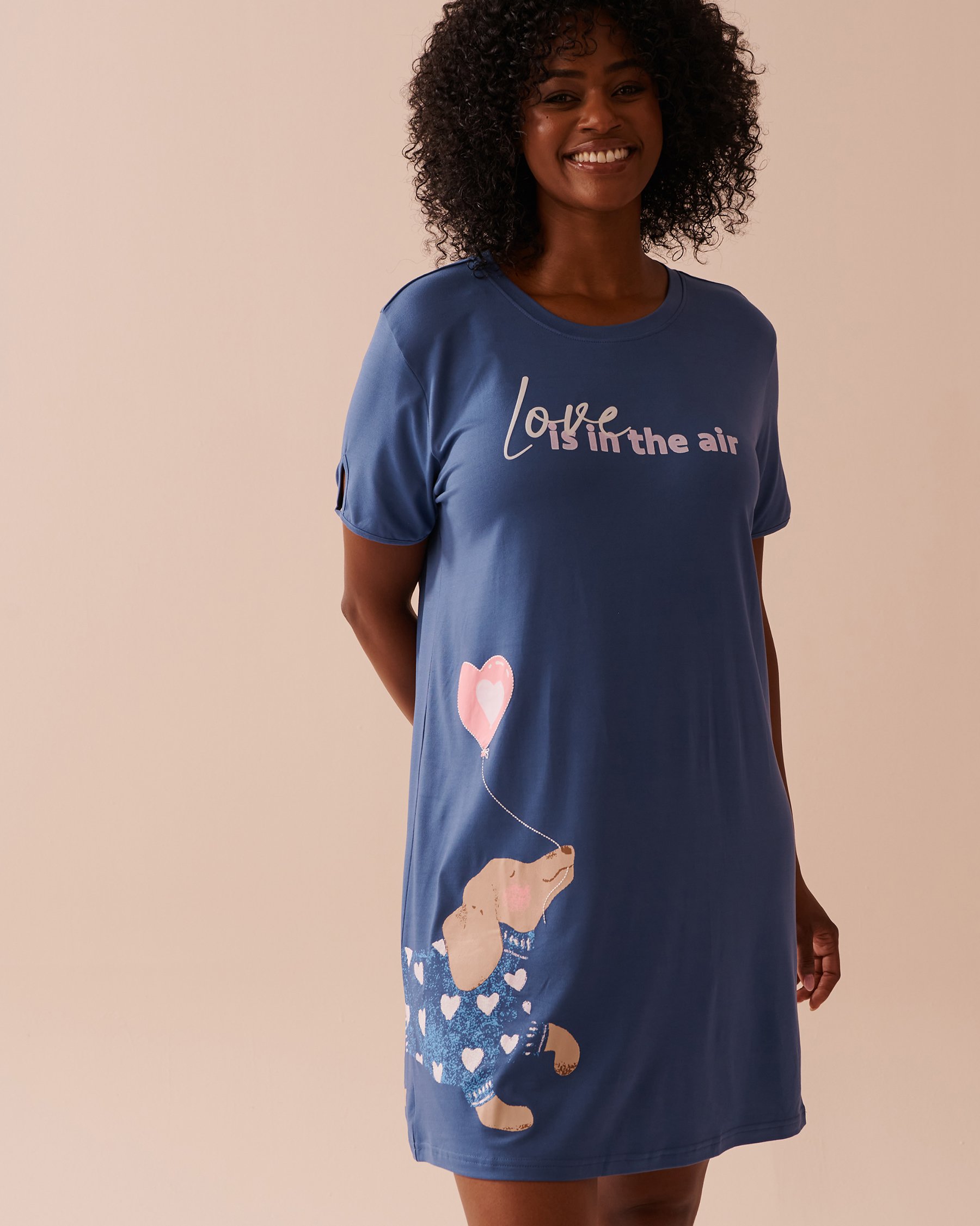 LA VIE EN ROSE Dog Print Super Soft Short Sleeve Sleepshirt Grey Blue 40500402 - View6