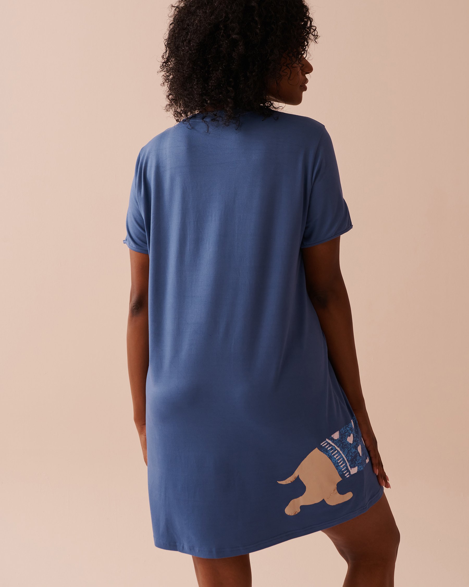 LA VIE EN ROSE Dog Print Super Soft Short Sleeve Sleepshirt Grey Blue 40500402 - View7