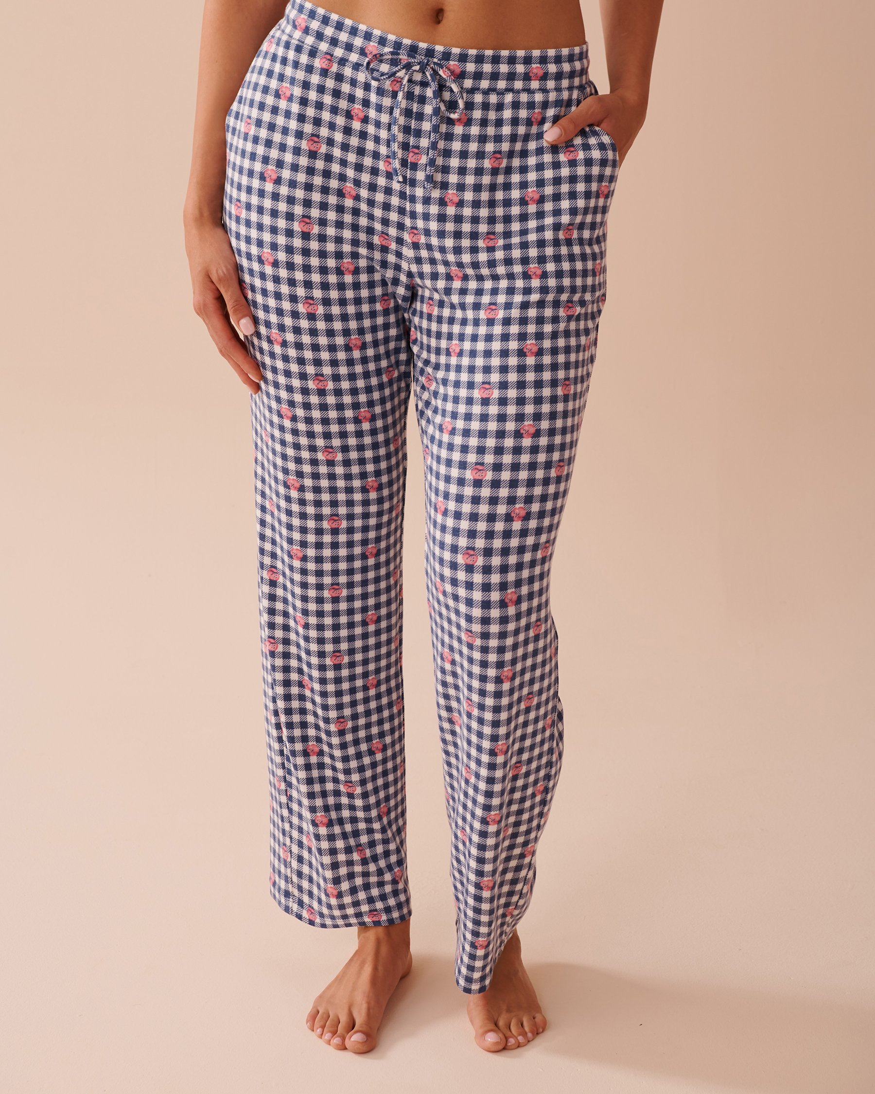 LA VIE EN ROSE Gingham Print Recycled Fibers Pajama Pants Gingham/Roses 40200662 - View2