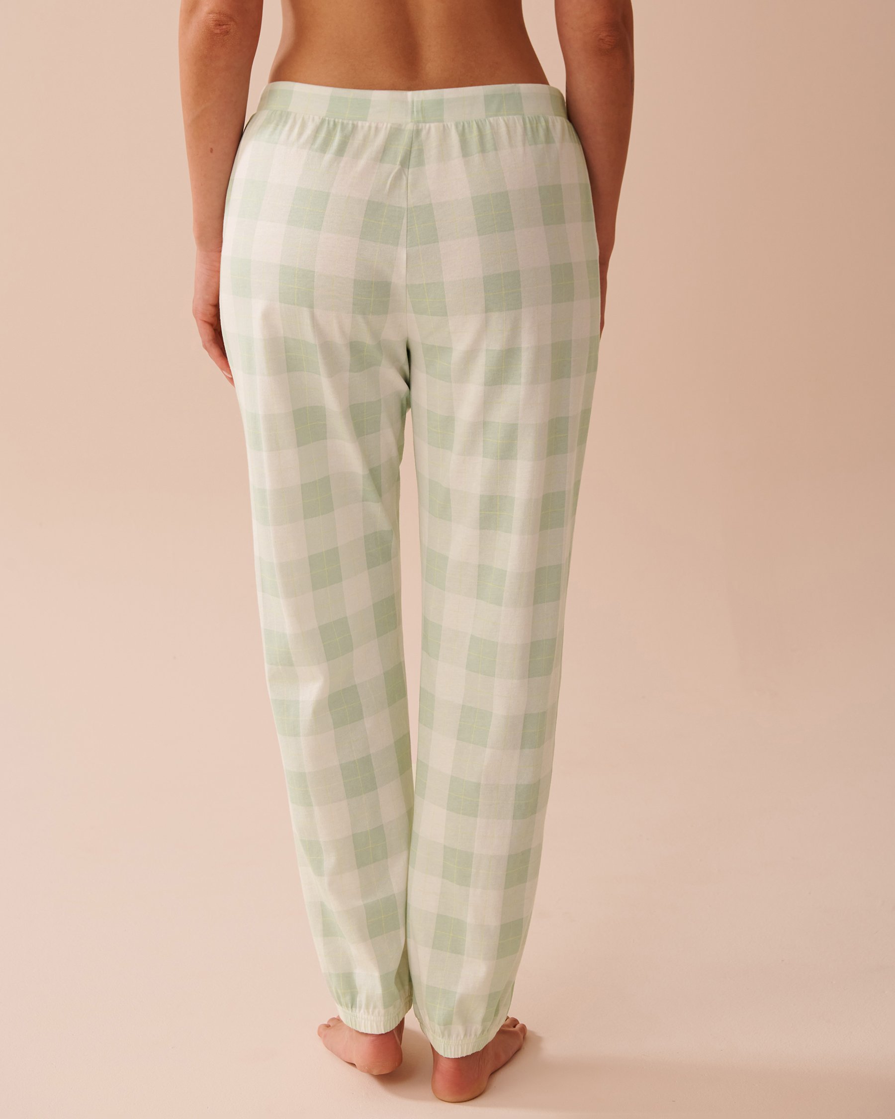LA VIE EN ROSE Green Plaid Cotton Jogger Pajama Pants Mint Green Plaid 40200684 - View2