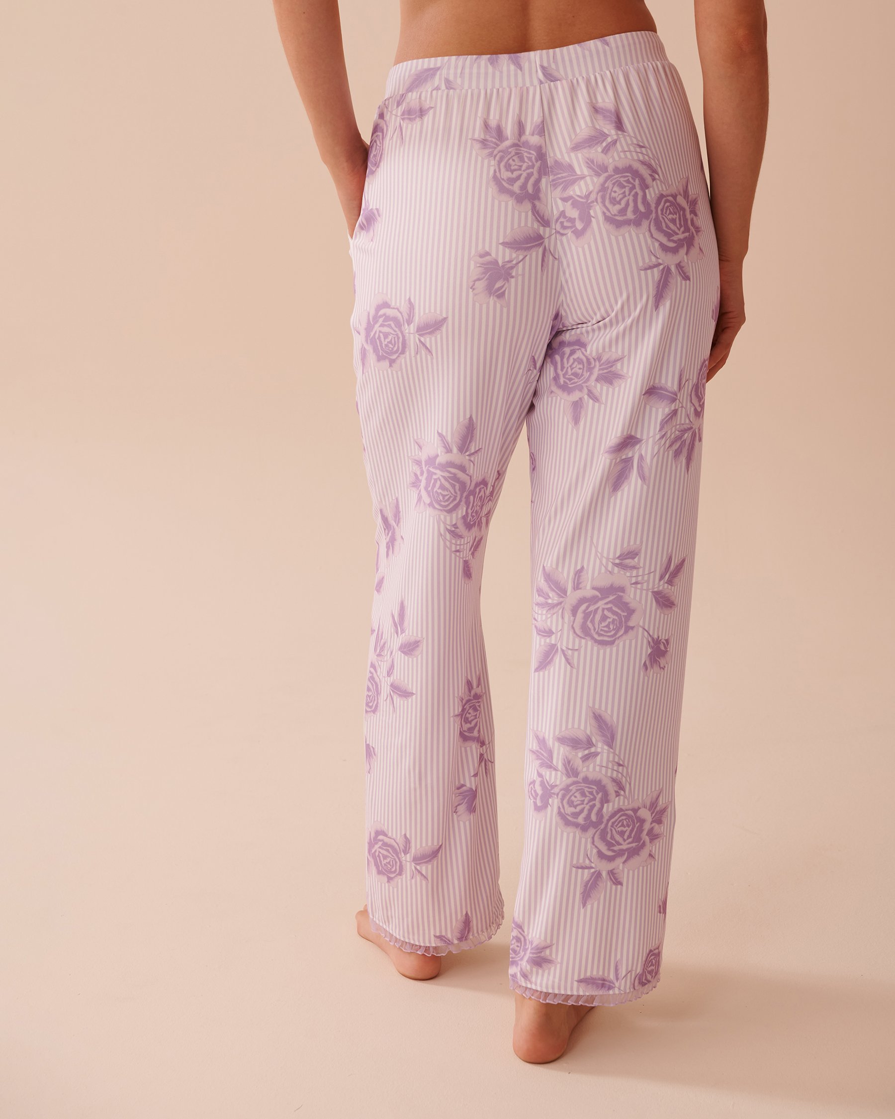 LA VIE EN ROSE Lilac Rose Print Super Soft Pajama Pants Lilac Rose 40200669 - View2