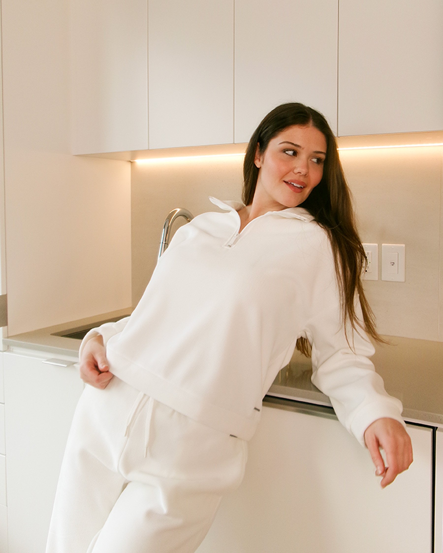 LA VIE EN ROSE Pantalon épais en tissu côtelé Blanc 50200085 - Voir5