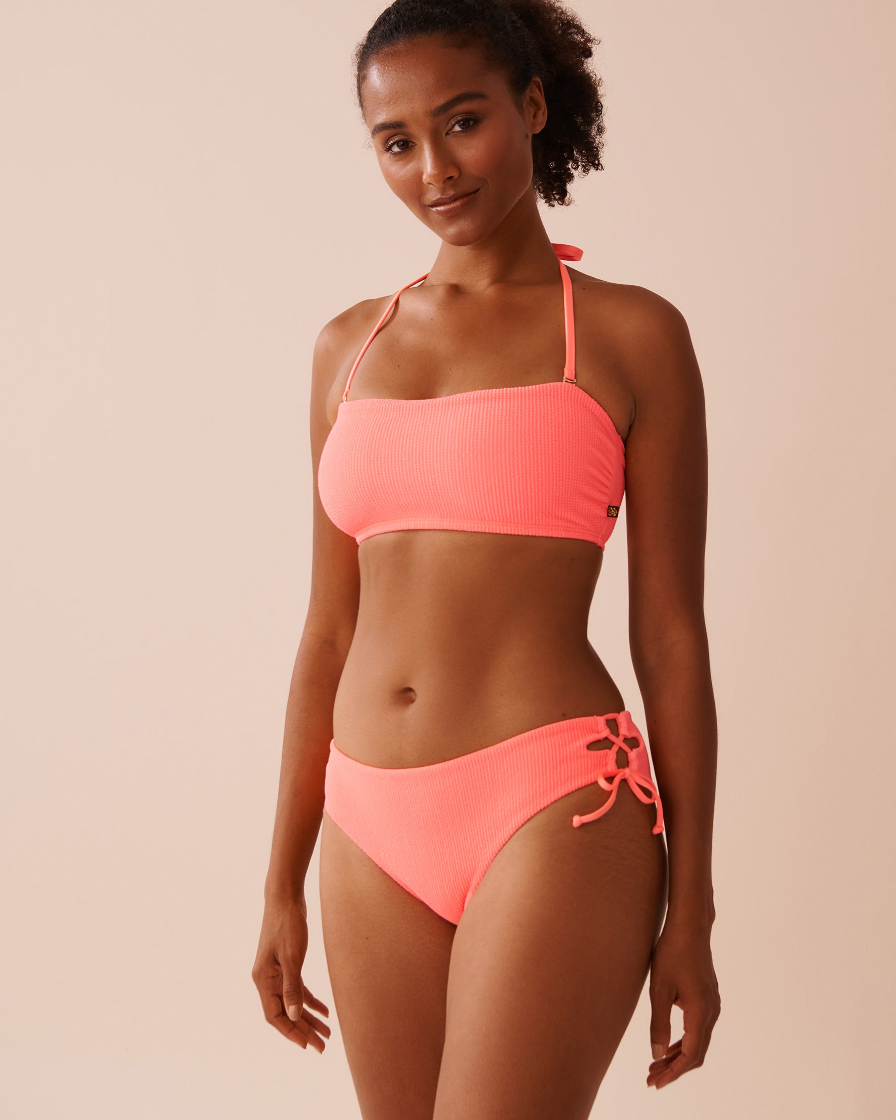 LA VIE EN ROSE AQUA CORAL CRUSH Textured Bandeau Bikini Top Coral Crush 70100697 - View1