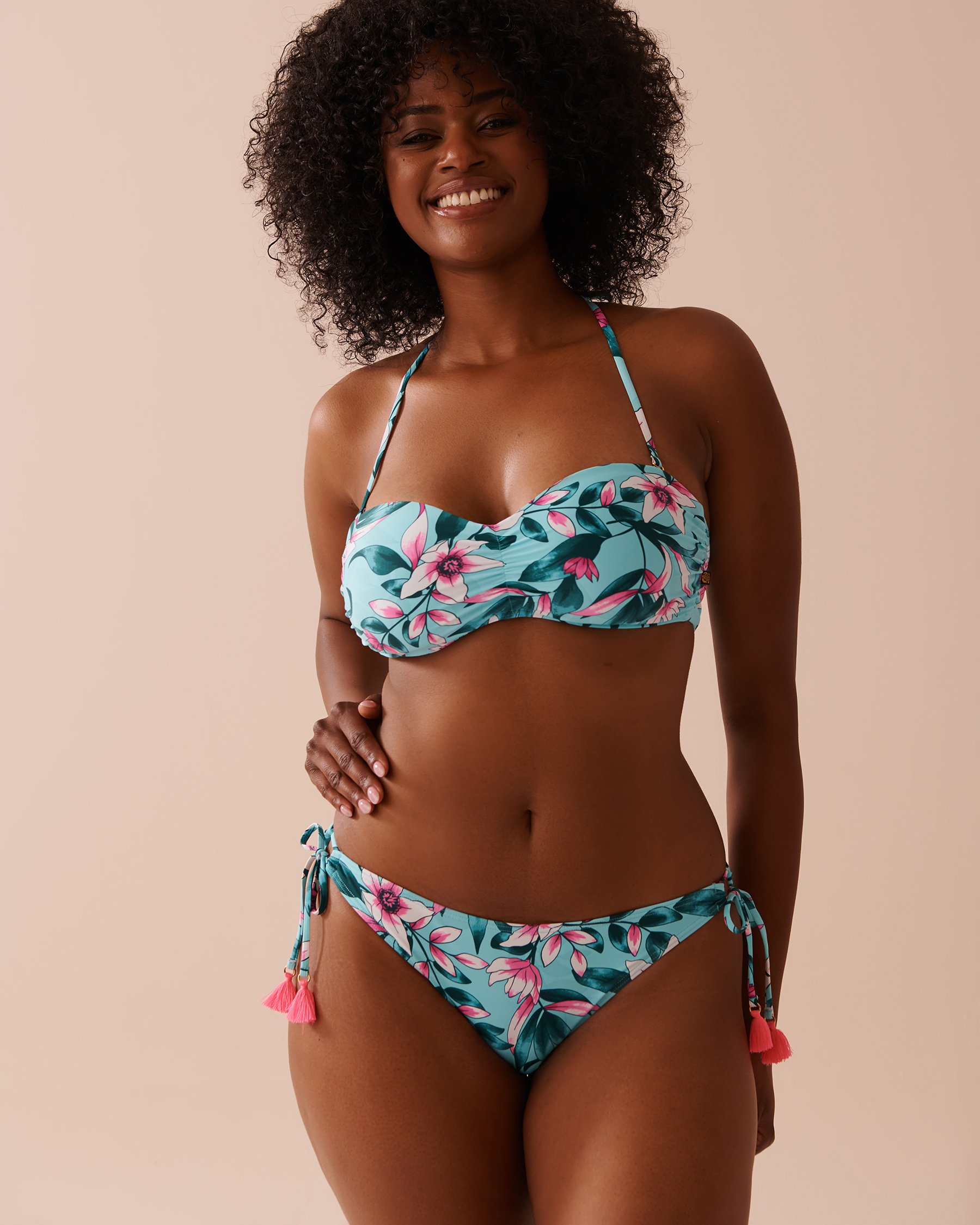 LA VIE EN ROSE AQUA BEACH BLOOMS Bandeau Bikini Top Beach Blooms 70100708 - View5