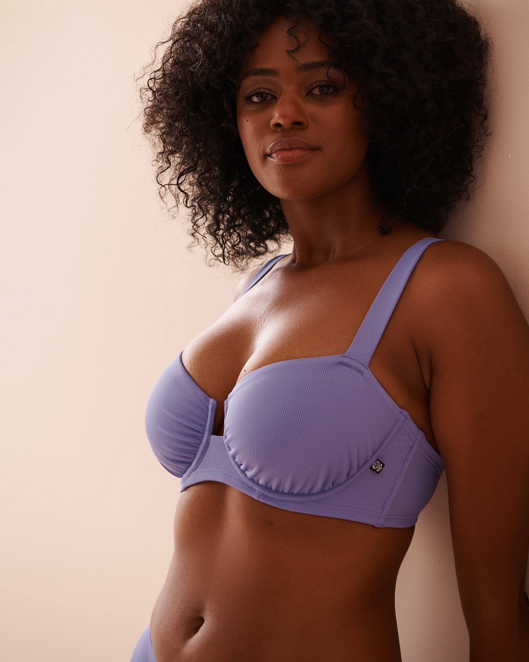 LA VIE EN ROSE AQUA PERIWINKLE Recycled Fibers D Cup Balconette Bikini Top Periwinkle 70200153 - View3
