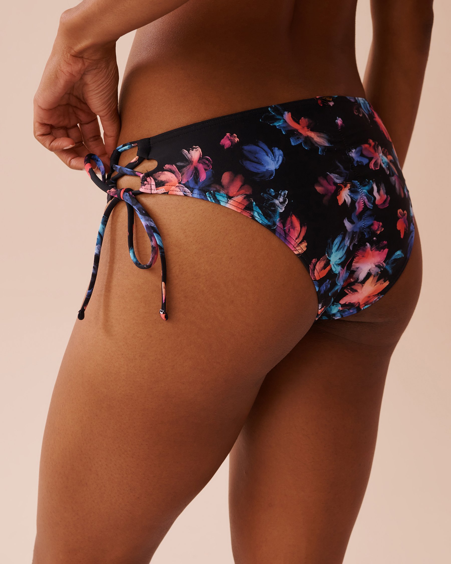 LA VIE EN ROSE AQUA NEON PETALS Side Tie Cheeky Bikini Bottom Neon Petals 70300627 - View2