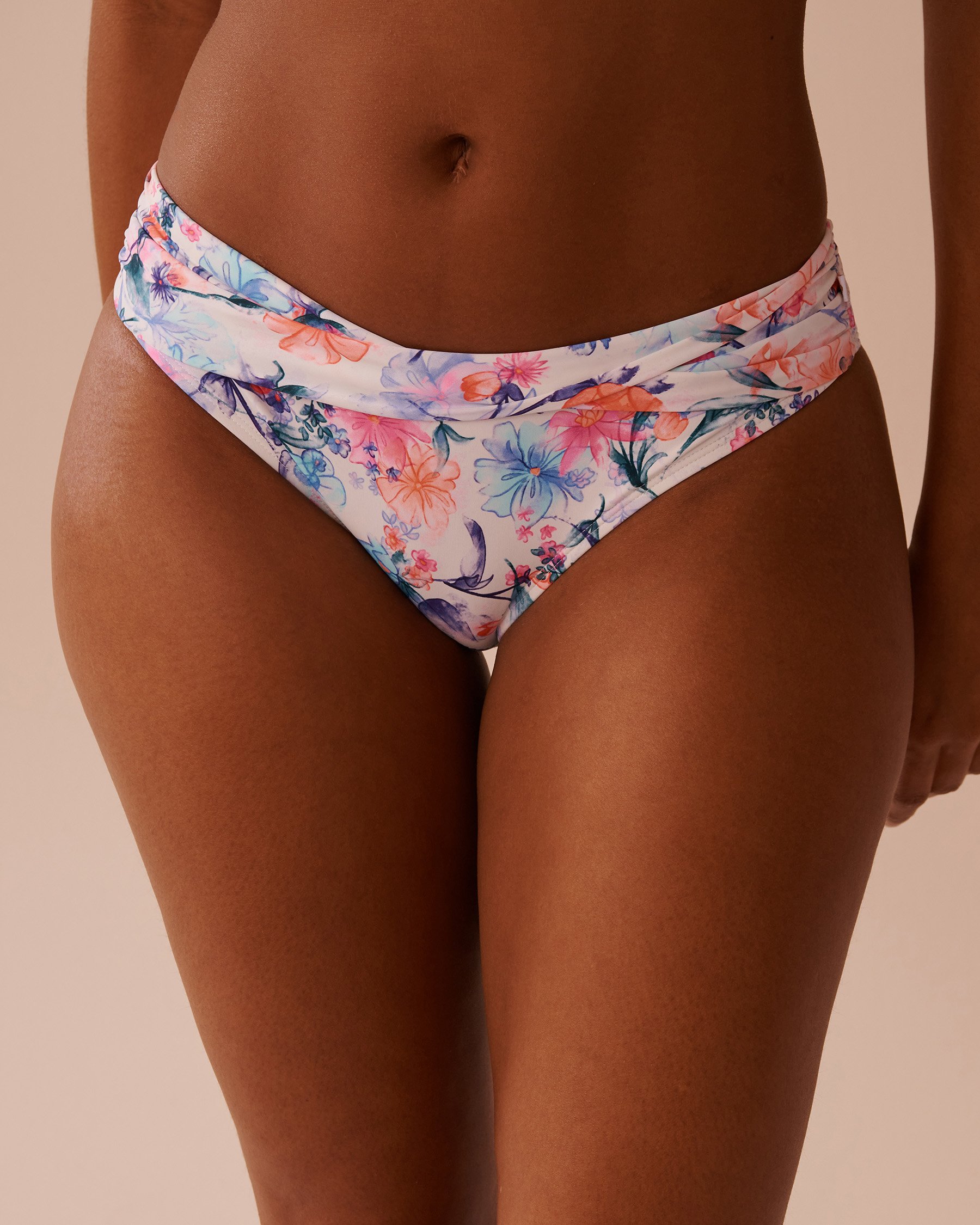 LA VIE EN ROSE AQUA WATERCOLOR Brazilian Bikini Bottom Watercolor Flowers 70300641 - View3