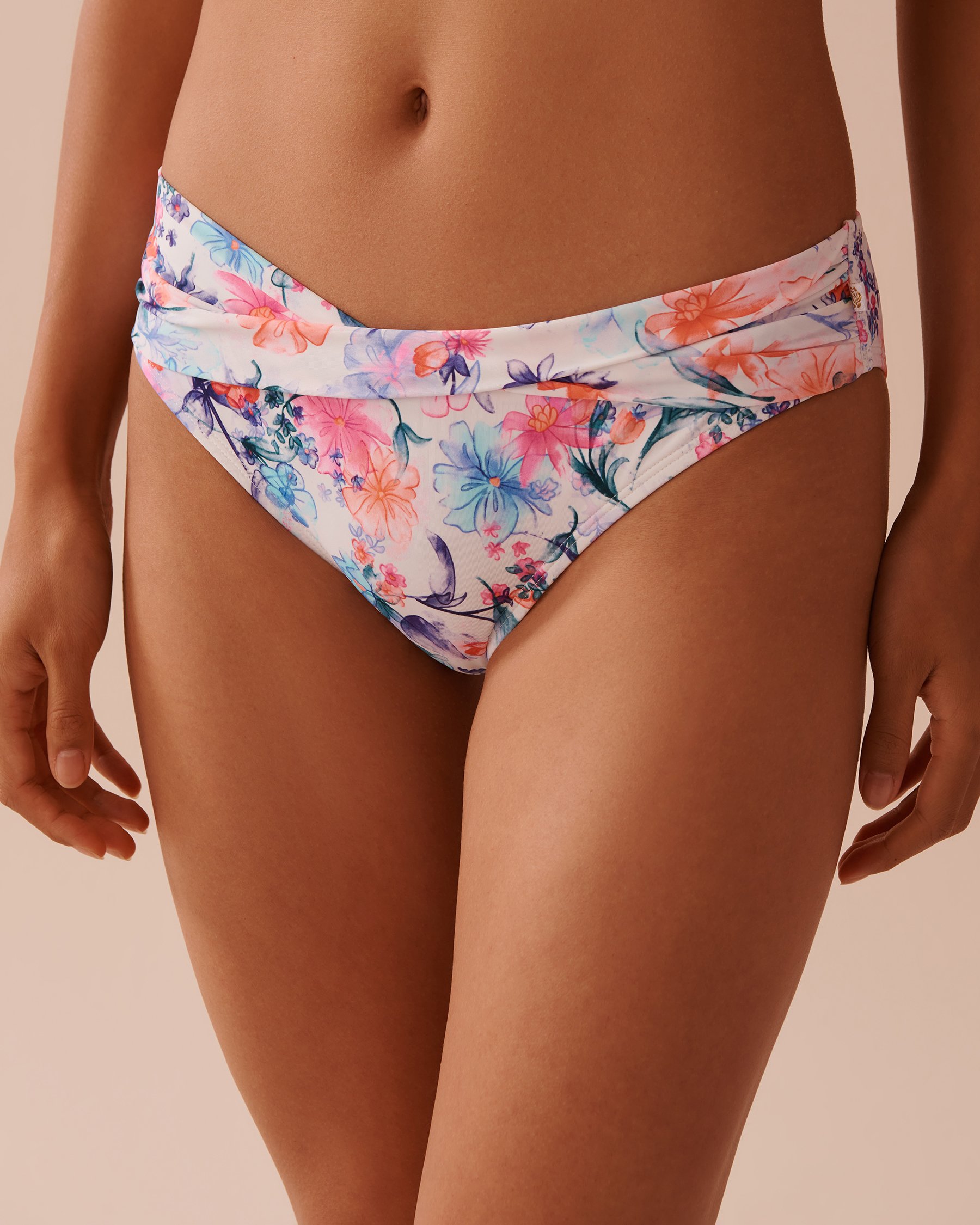LA VIE EN ROSE AQUA WATERCOLOR Brazilian Bikini Bottom Watercolor Flowers 70300641 - View6