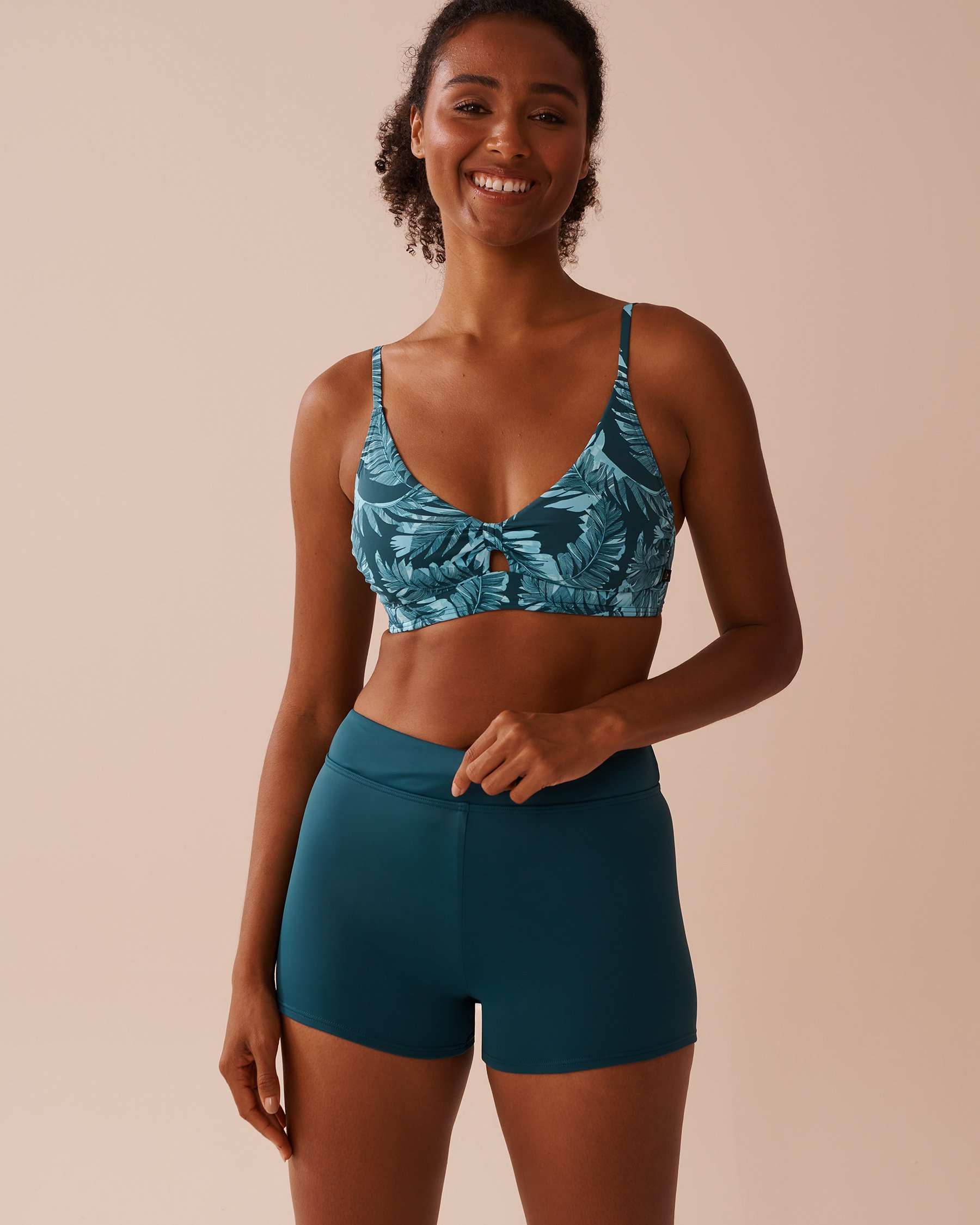 LA VIE EN ROSE AQUA DEEP TEAL Mid-rise Boyleg Bikini Bottom Deep Teal 70300654 - View2