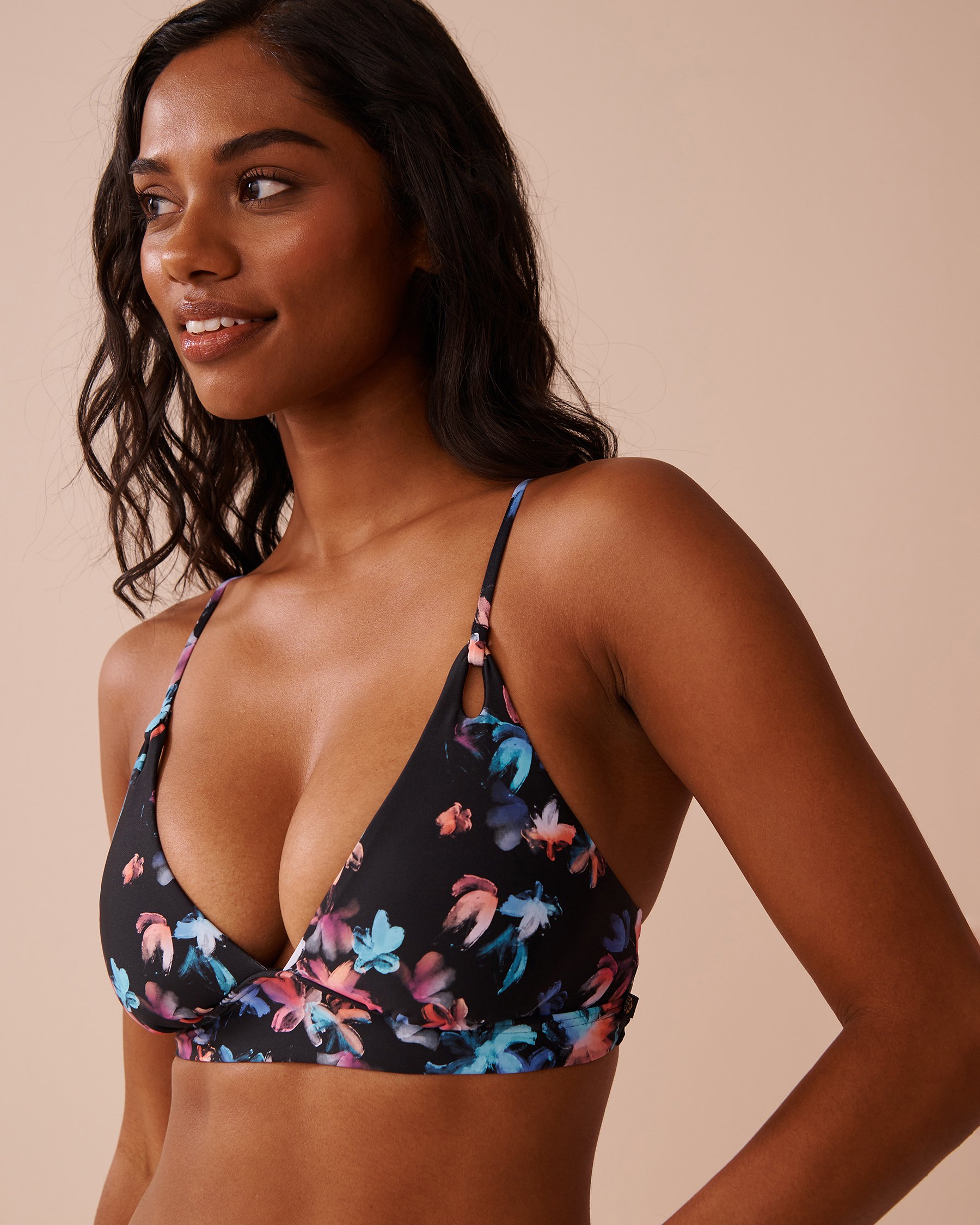 LA VIE EN ROSE AQUA NEON PETALS Longline Triangle Bikini Top Neon Petals 70100676 - View6