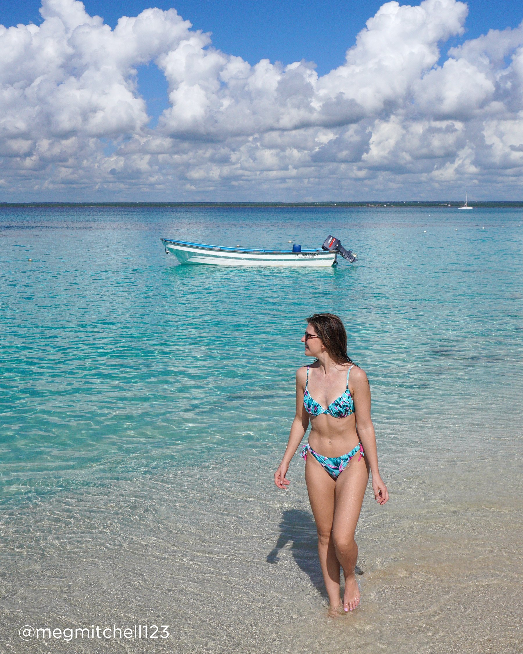 LA VIE EN ROSE AQUA BEACH BLOOMS Side Tie Brazilian Bikini Bottom Beach Blooms 70300658 - View8