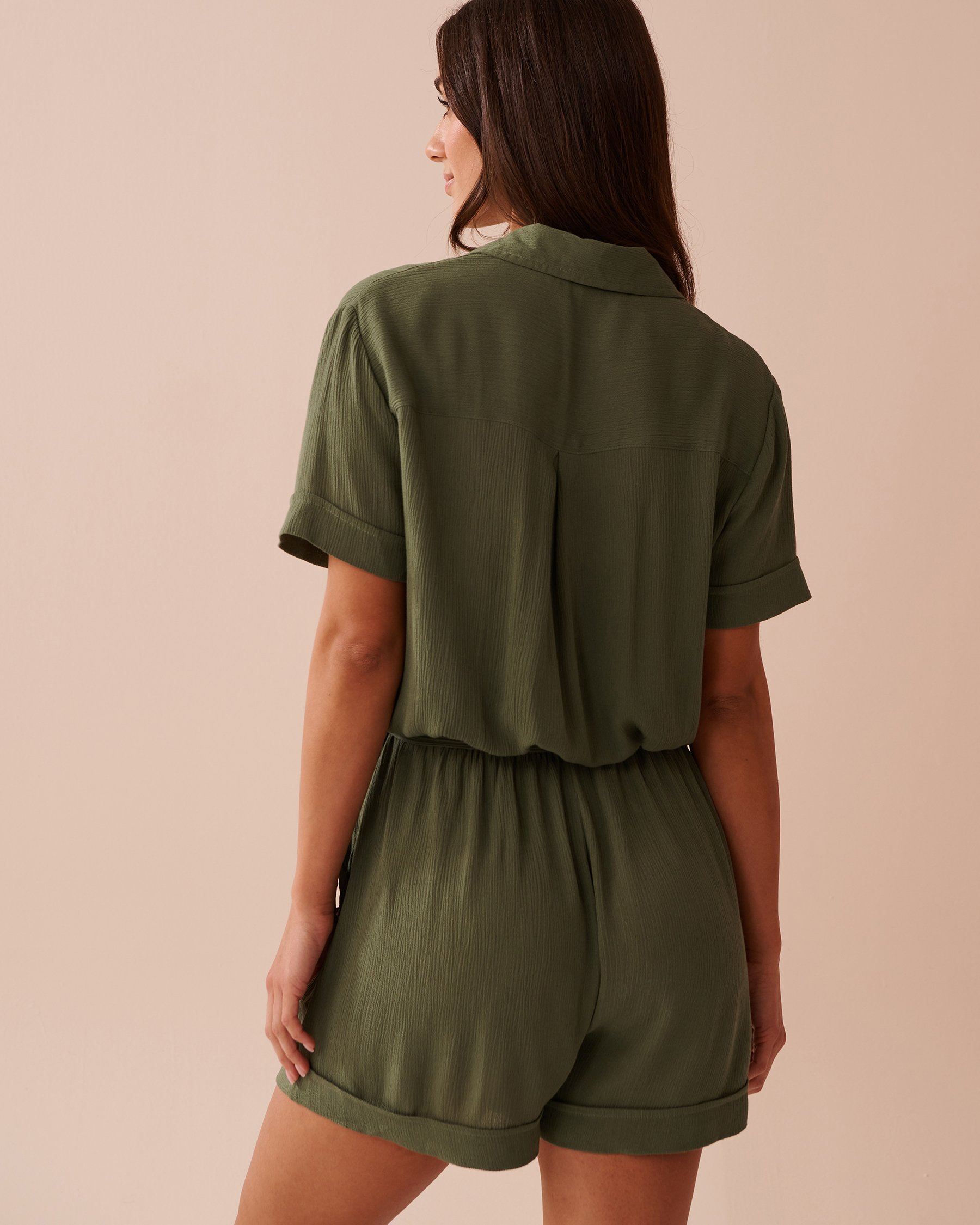 LA VIE EN ROSE AQUA Gauze Romper Olive Green 80300111 - View2