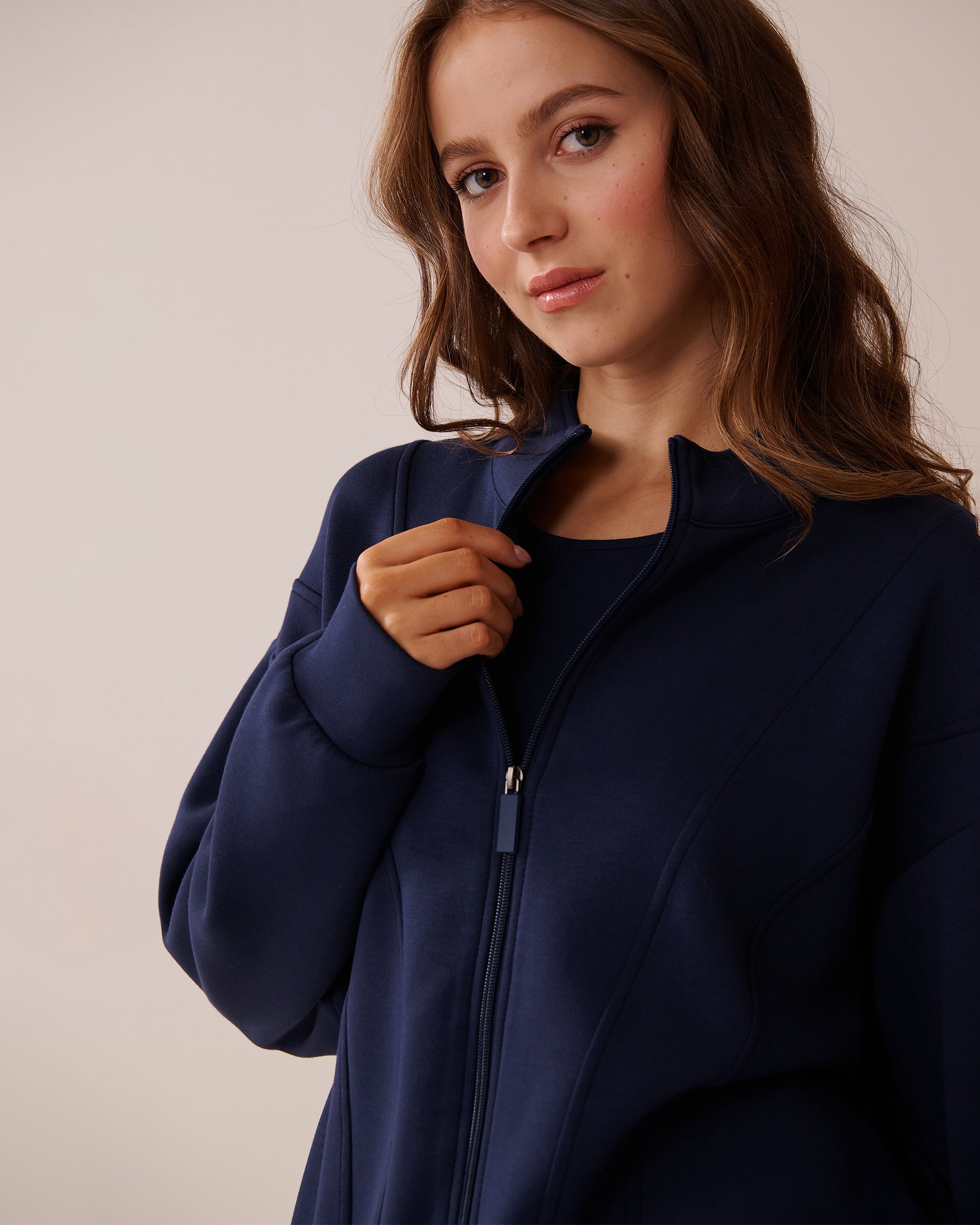 LA VIE EN ROSE Zip-up Sweatshirt Navy Blue 50100100 - View4