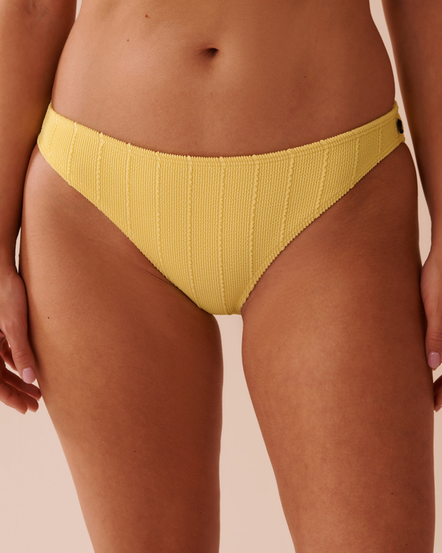 LA VIE EN ROSE AQUA CITRUS Textured Low Waist Brazilian Bikini Bottom Pastel Lemon 70300662 - View1