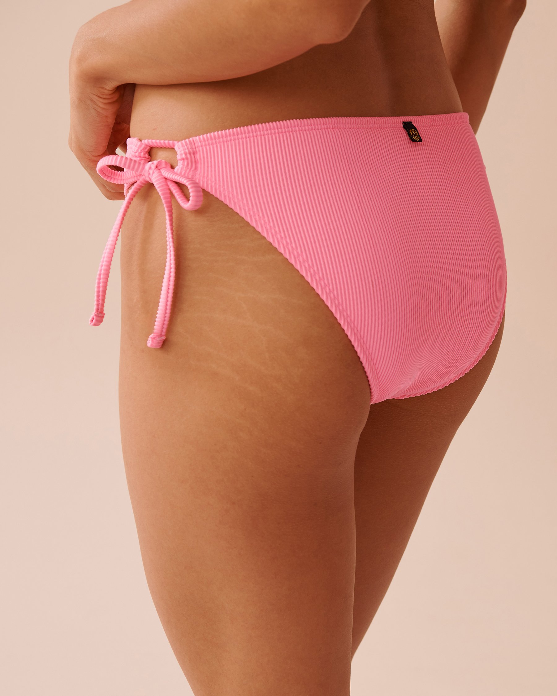 LA VIE EN ROSE AQUA FIZZY PINK Ribbed Side Tie Brazilian Bikini Bottom Fizzy Pink 70300678 - View2